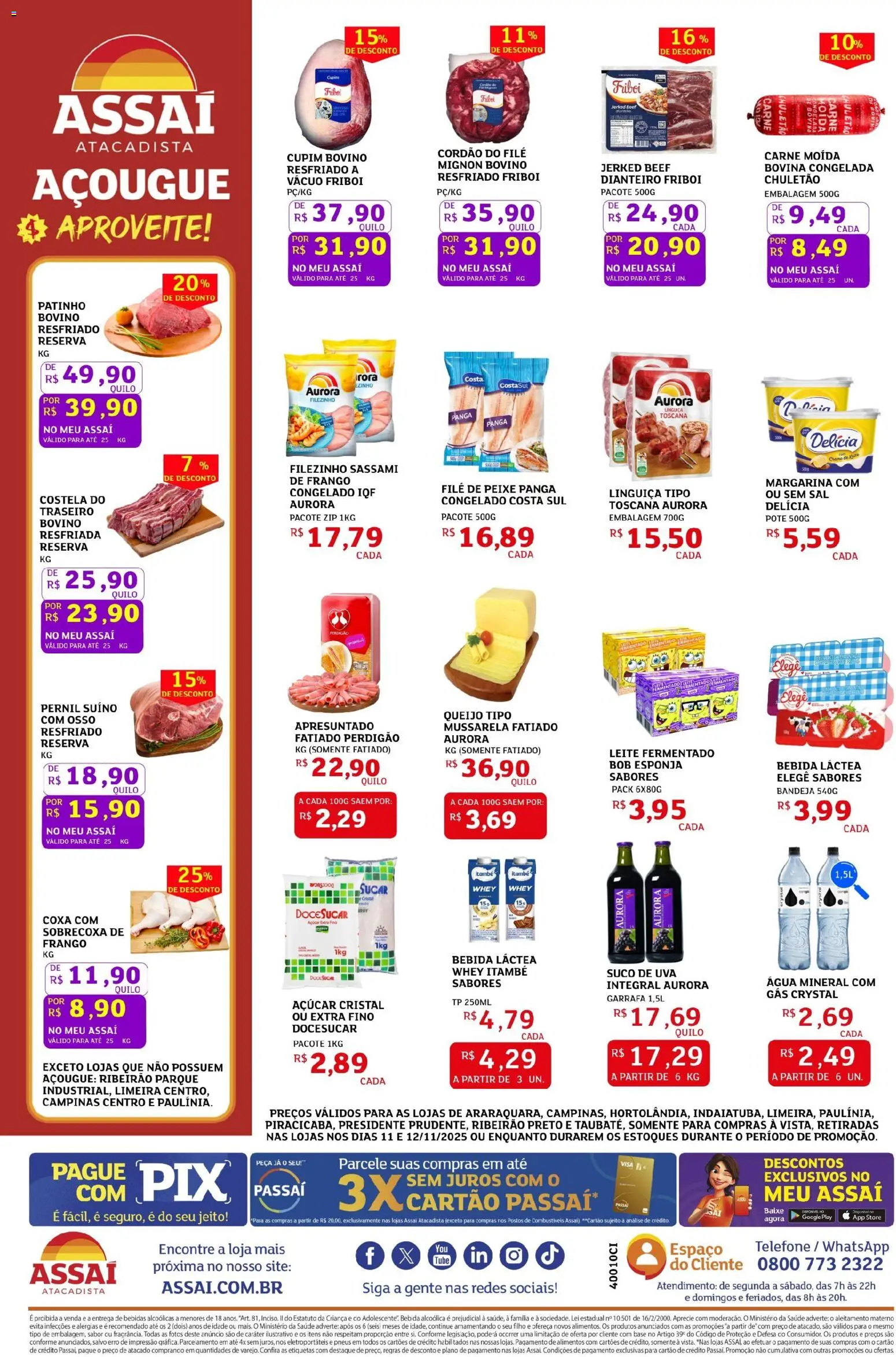 Assaí Atacadista Folheto - válido de 11.11.2025 | Página: 2 | Produtos: Linguiça, Queijo, Frango, Margarina