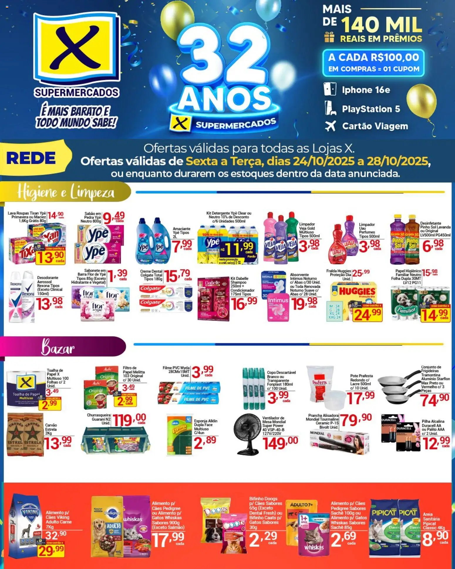 X Supermercados Folheto - válido de 24.10.2025 | Página: 2 | Produtos: Iphone, Areia, Carne, Papel higiênico