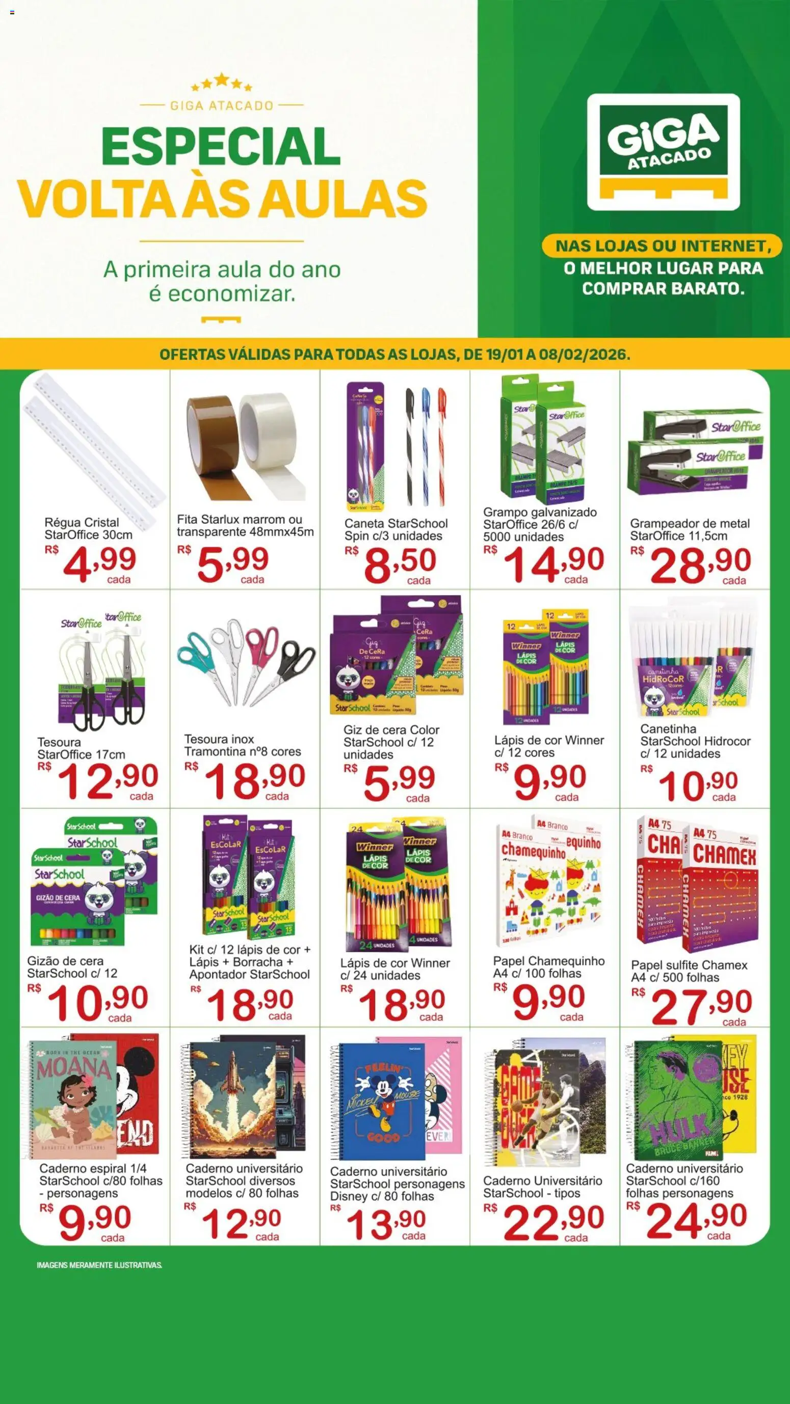GIGA Atacado Folheto - válido de 19.01.2026 | Página: 1 | Produtos: Caneta, Canetinha, Borracha, Régua