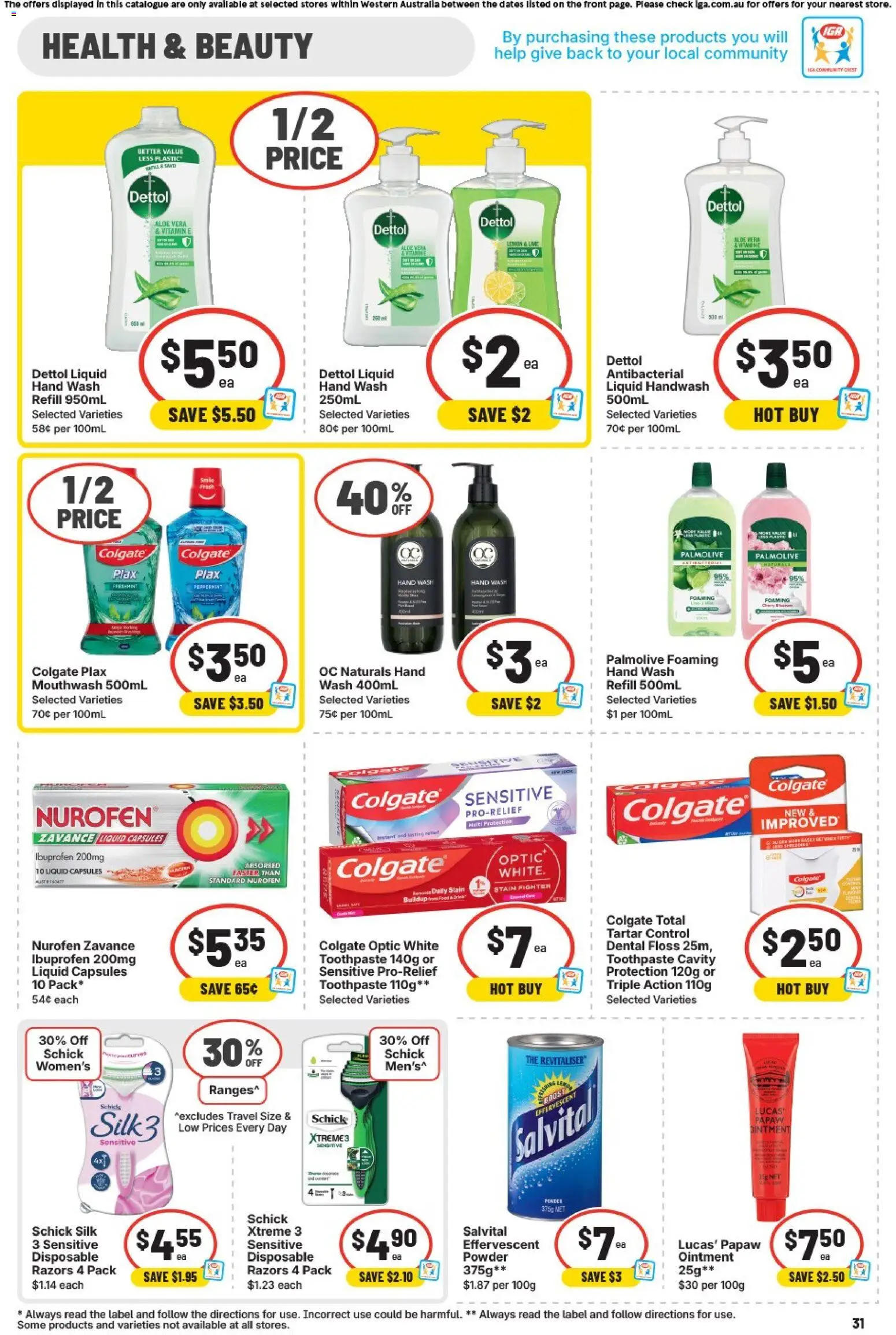 IGA catalogue - valid from 21.01.2026 | Page: 38 | Products: Powder, Toothpaste, Razors, Hand wash