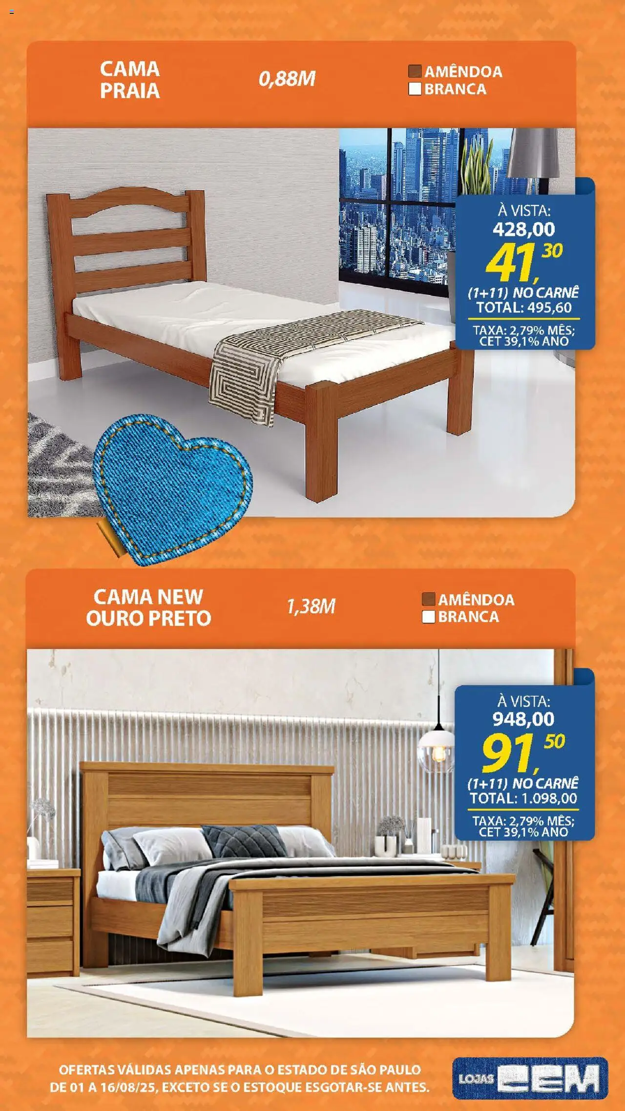 Lojas Cem Folheto - válido de 01.08.2025 | Página: 96 | Produtos: Cama, Carne