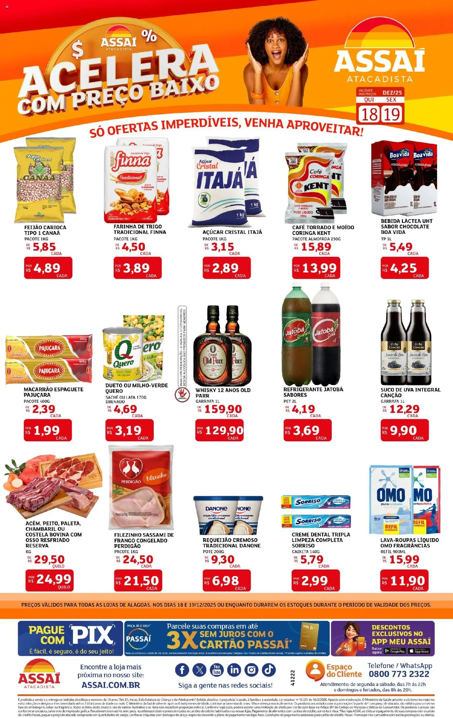Assaí Atacadista Folheto - válido de 18.12.2025 | Página: 1 | Produtos: Feijão, Chocolate, Creme, Açúcar