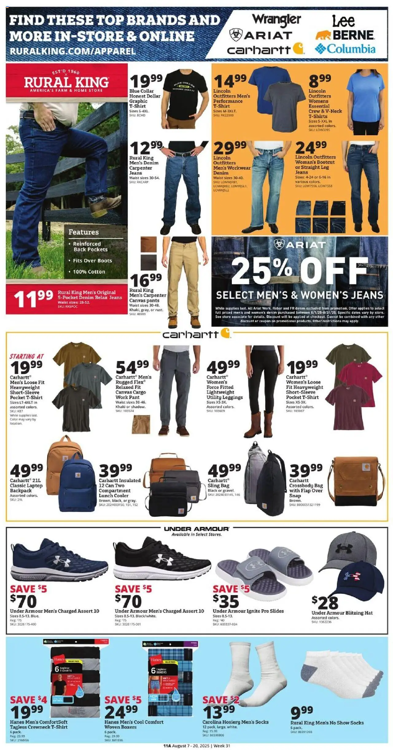 Rural King Weekly Ad - valid from 07.08.2025 | Page: 11 | Products: Canvas, Pants, Boxers, Bag