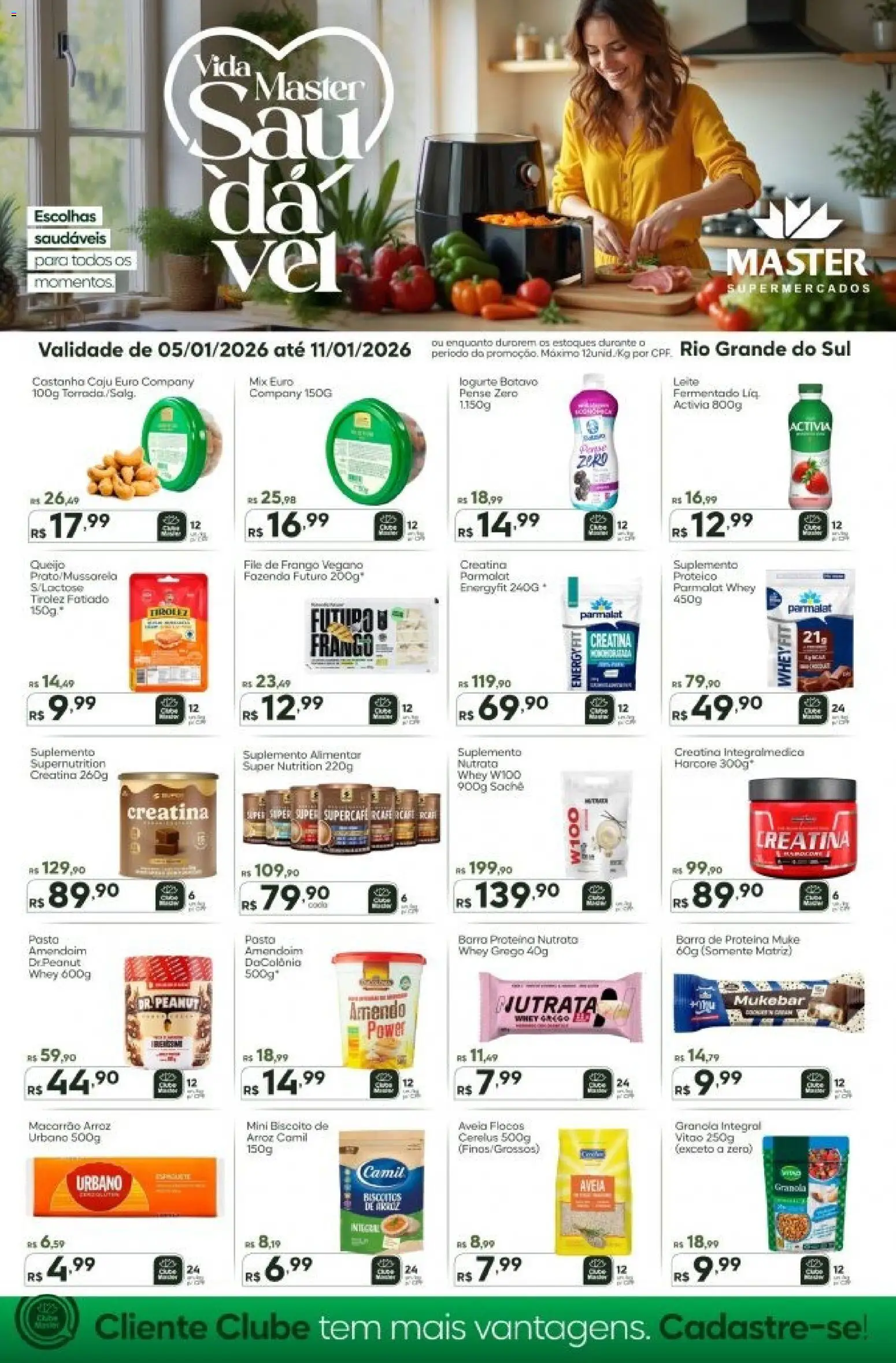 Master Folheto - válido de 05.01.2026 | Página: 1 | Produtos: Biscoito, Granola, Barra de proteína, Frango