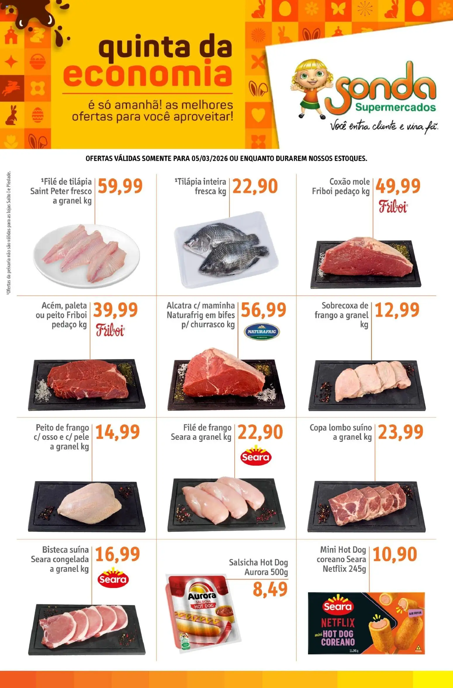 Sonda Folheto - válido de 05.03.2026 | Página: 1 | Produtos: Air fryer, Salsicha, Lombo, Frango