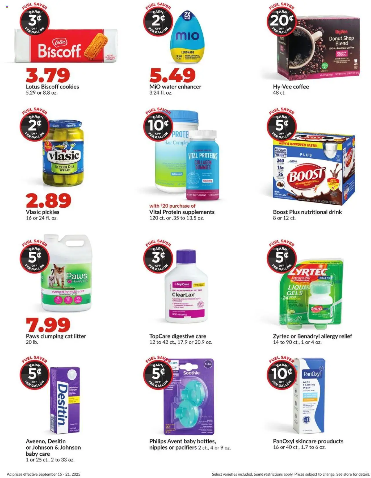 HyVee Weekly Ad - valid from 15.09.2025 | Page: 9 | Products: Cookies, Water, Raspberry, Weight