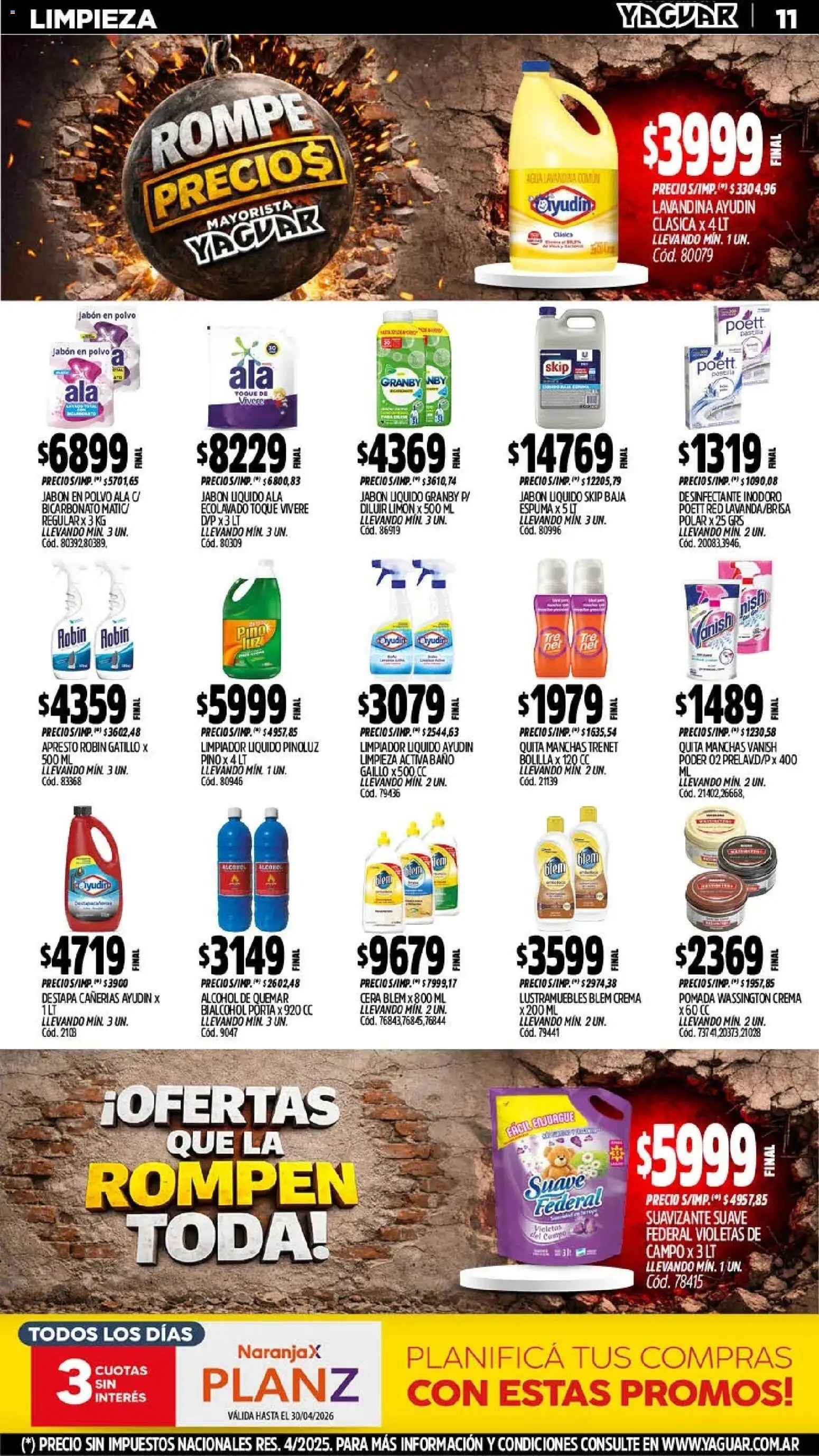 Yaguar - Oferta Semanal San Juan │ válido desde el 20.04.2026 | Página: 12 | Productos: Desinfectante, Cera, Suavizante, Crema