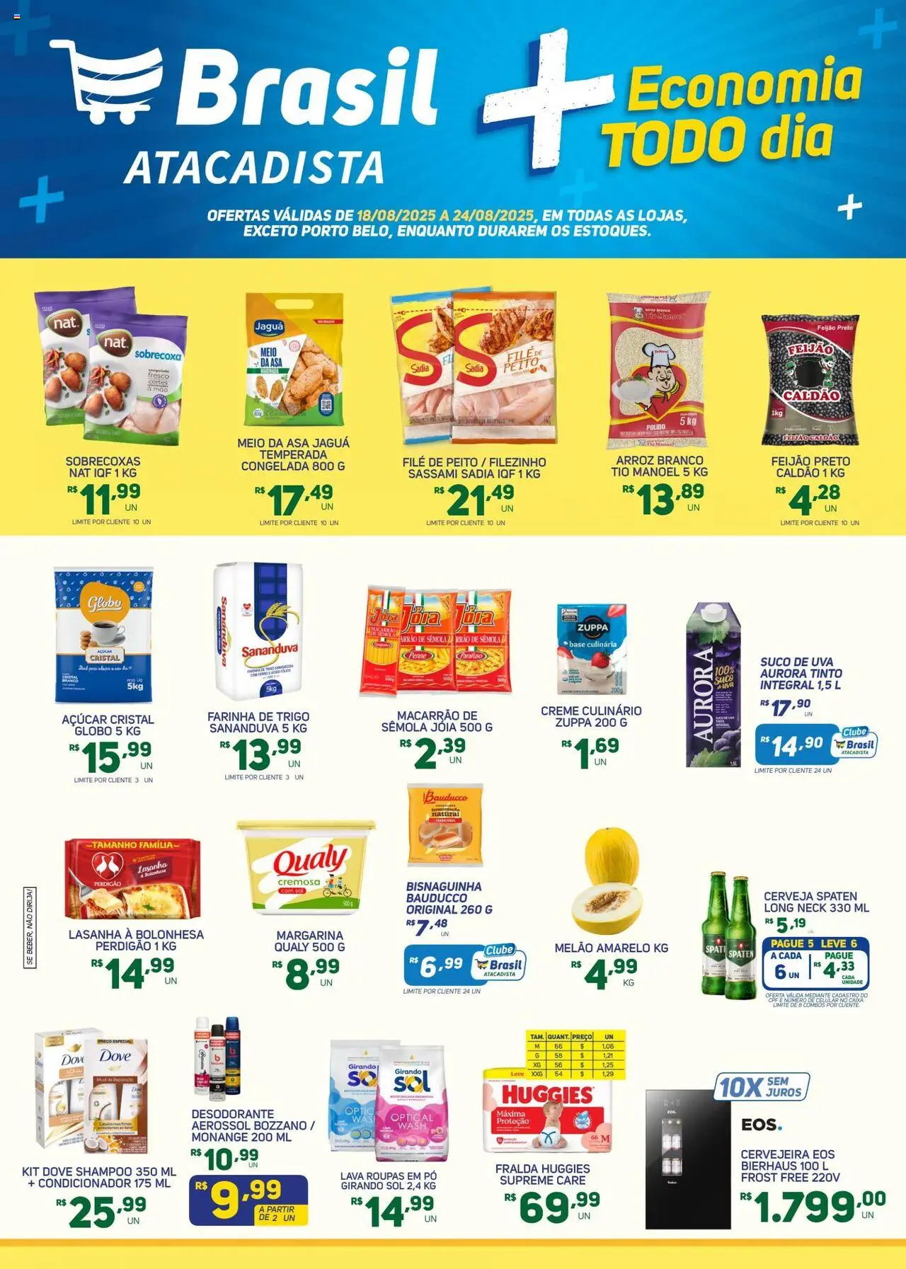 Brasil Atacadista Folheto - válido de 18.08.2025 | Página: 1 | Produtos: Cervejeira, Macarrão, Creme, Margarina
