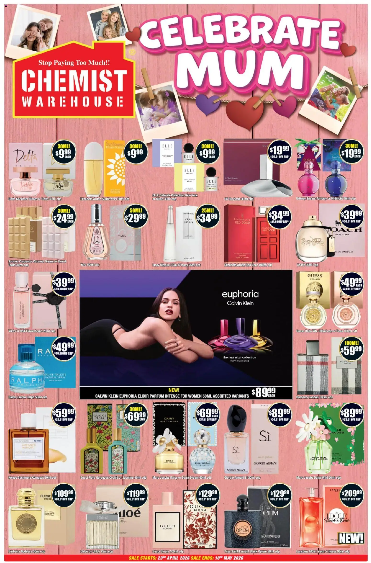 Chemist Warehouse catalogue - valid from 23.04.2026 | Page: 1 | Products: Door, Eau de toilette, Peach