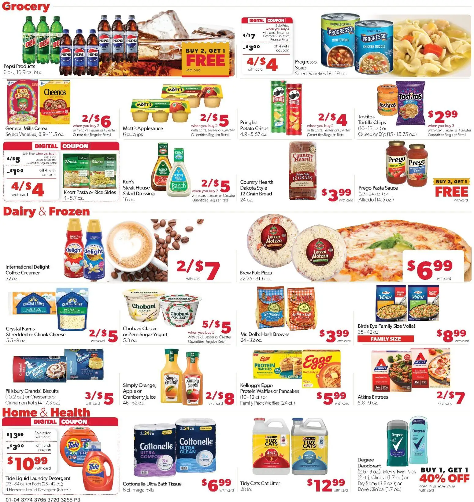 Family Fare Weekly Ad - NE - valid from 04.01.2026 | Page: 3 | Products: Deodorant, Pasta, Salad, Sugar