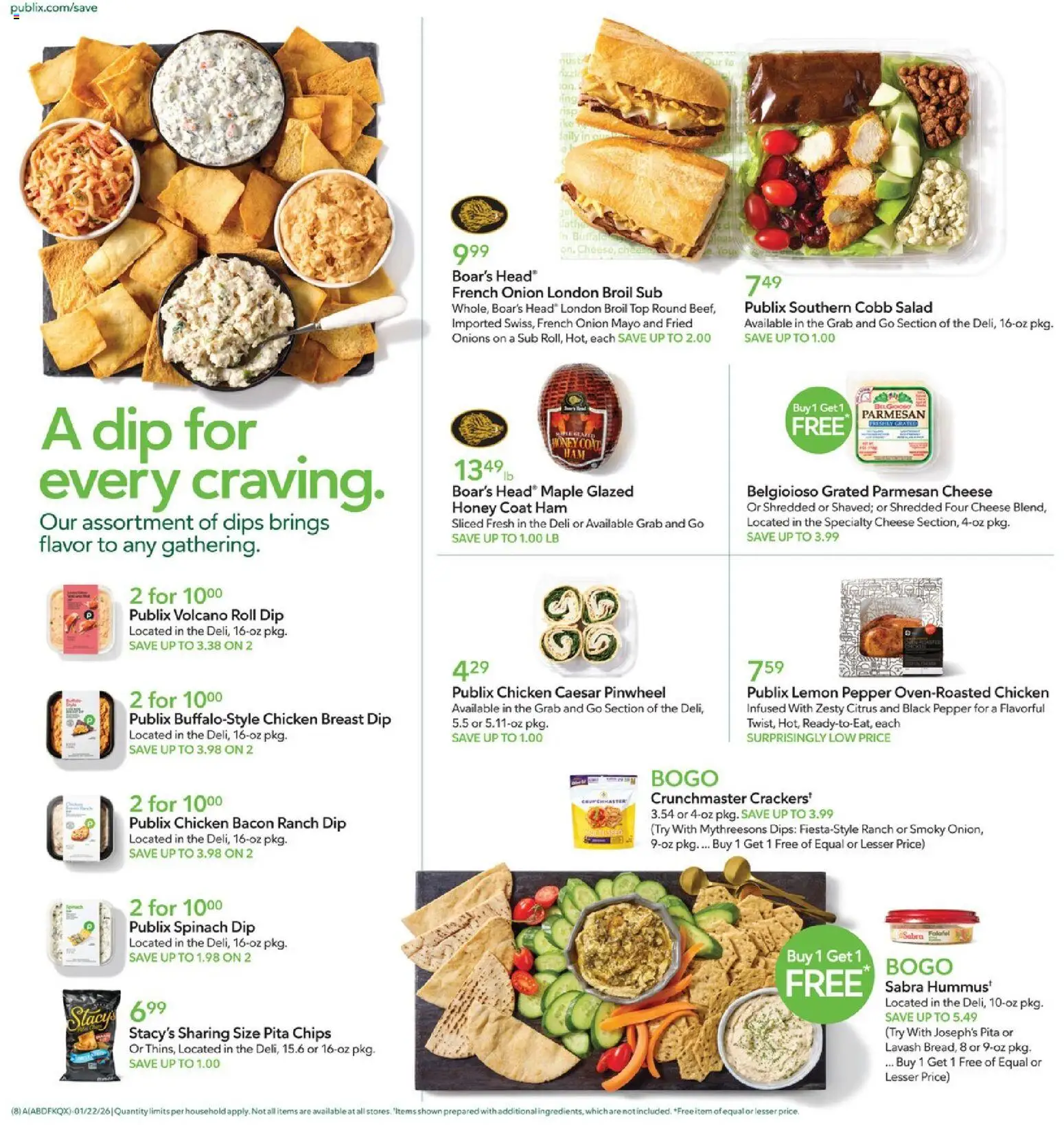 Publix Weekly Ad - valid from 21.01.2026 | Page: 8 | Products: Ham, Coat, Salad, Onion