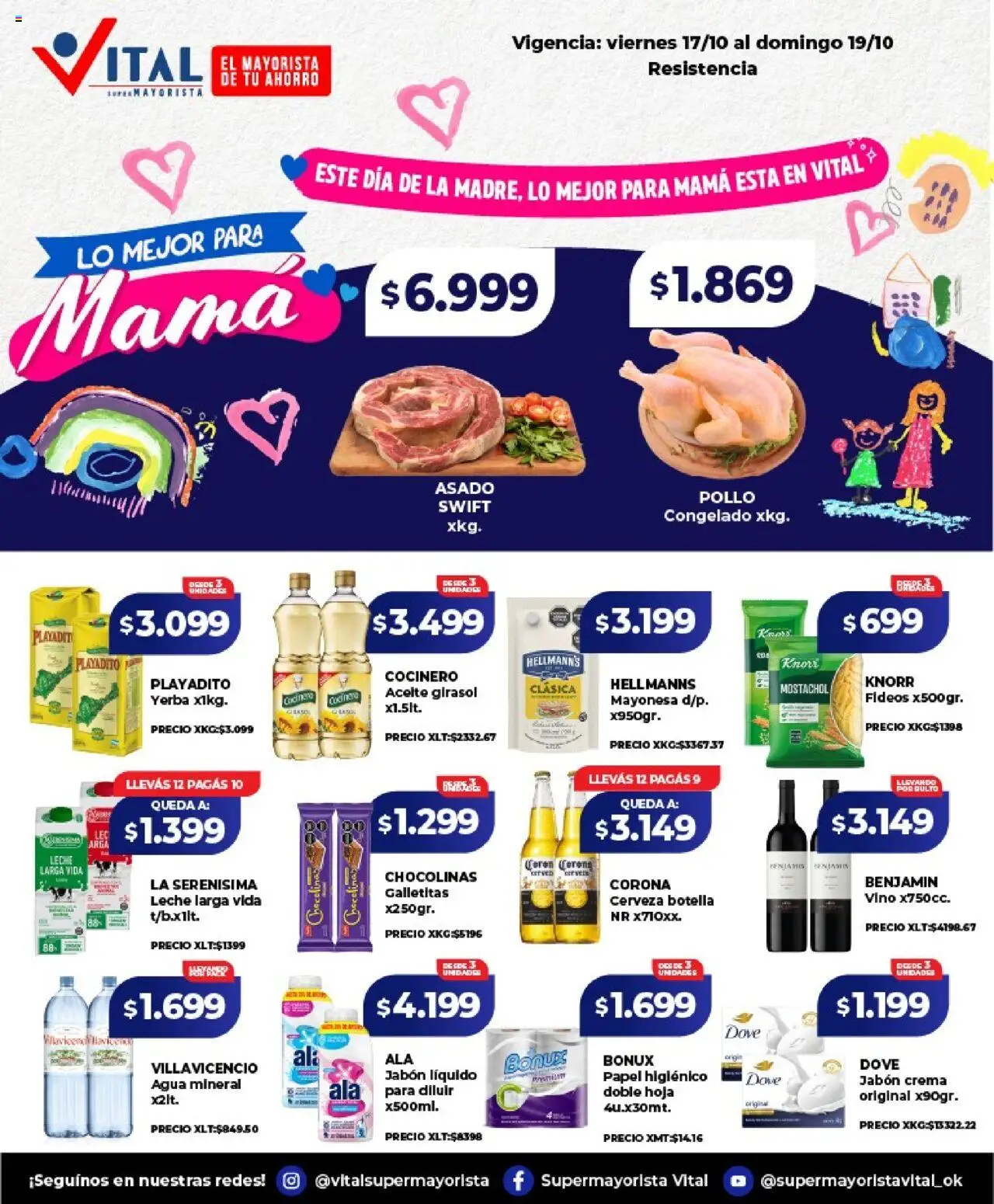 Vital - Ofertas fin- Resistencia │ válido desde el 17.10.2025 | Página: 1 | Productos: Botella, Pollo, Leche, Crema