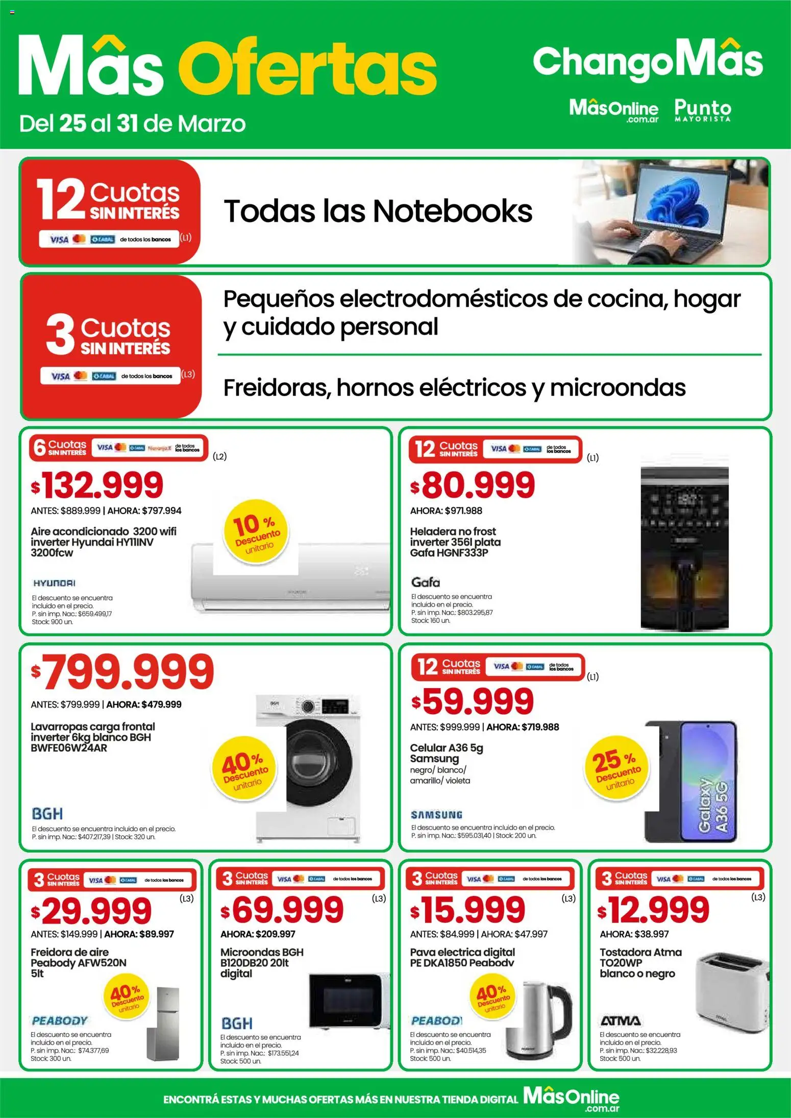 Changomas ofertas │ válido desde el 25.03.2026 | Página: 10 | Productos: Pava, Tostadora, Lavarropas, Microondas