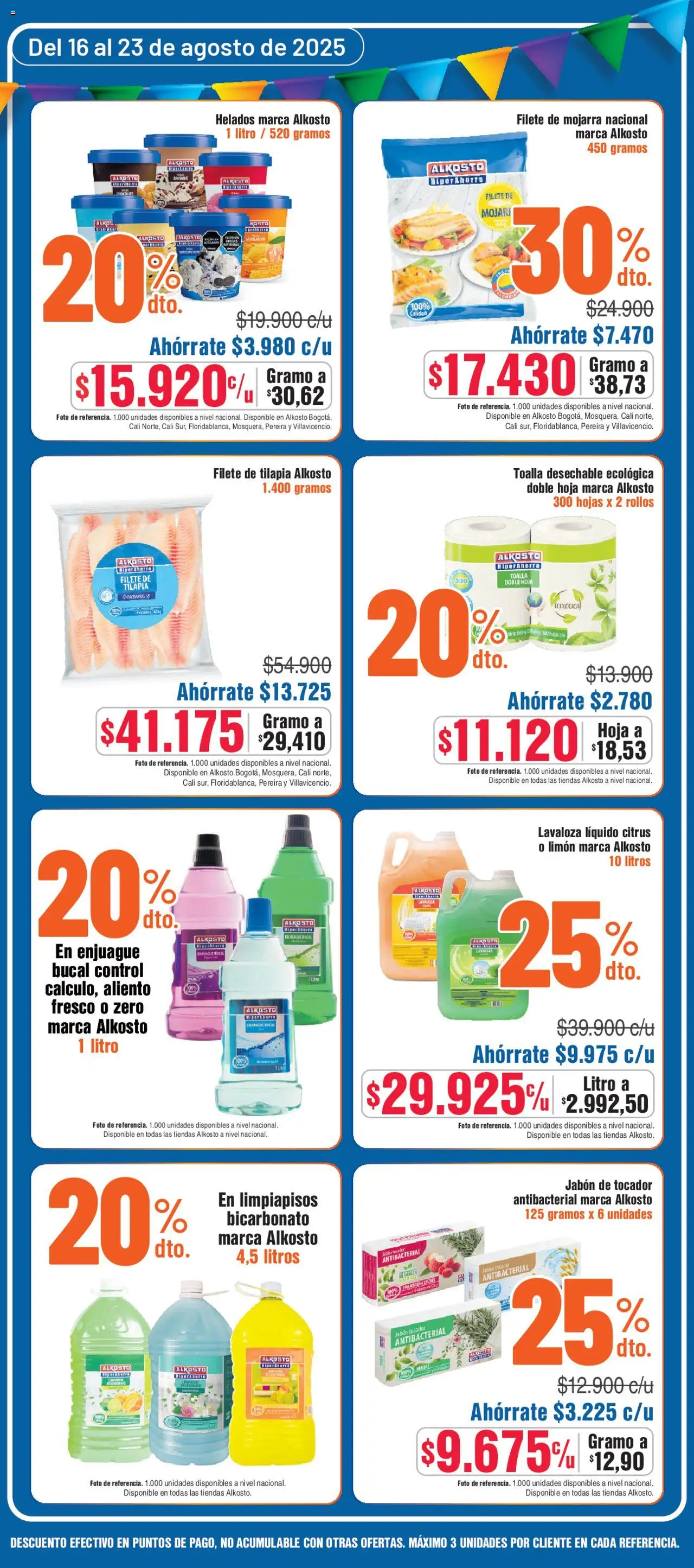 Alkosto revista - valida desde el 16.08.2025 | Página: 3 | Productos: Limón, Ducha Bidet, Toalla, Enjuague bucal