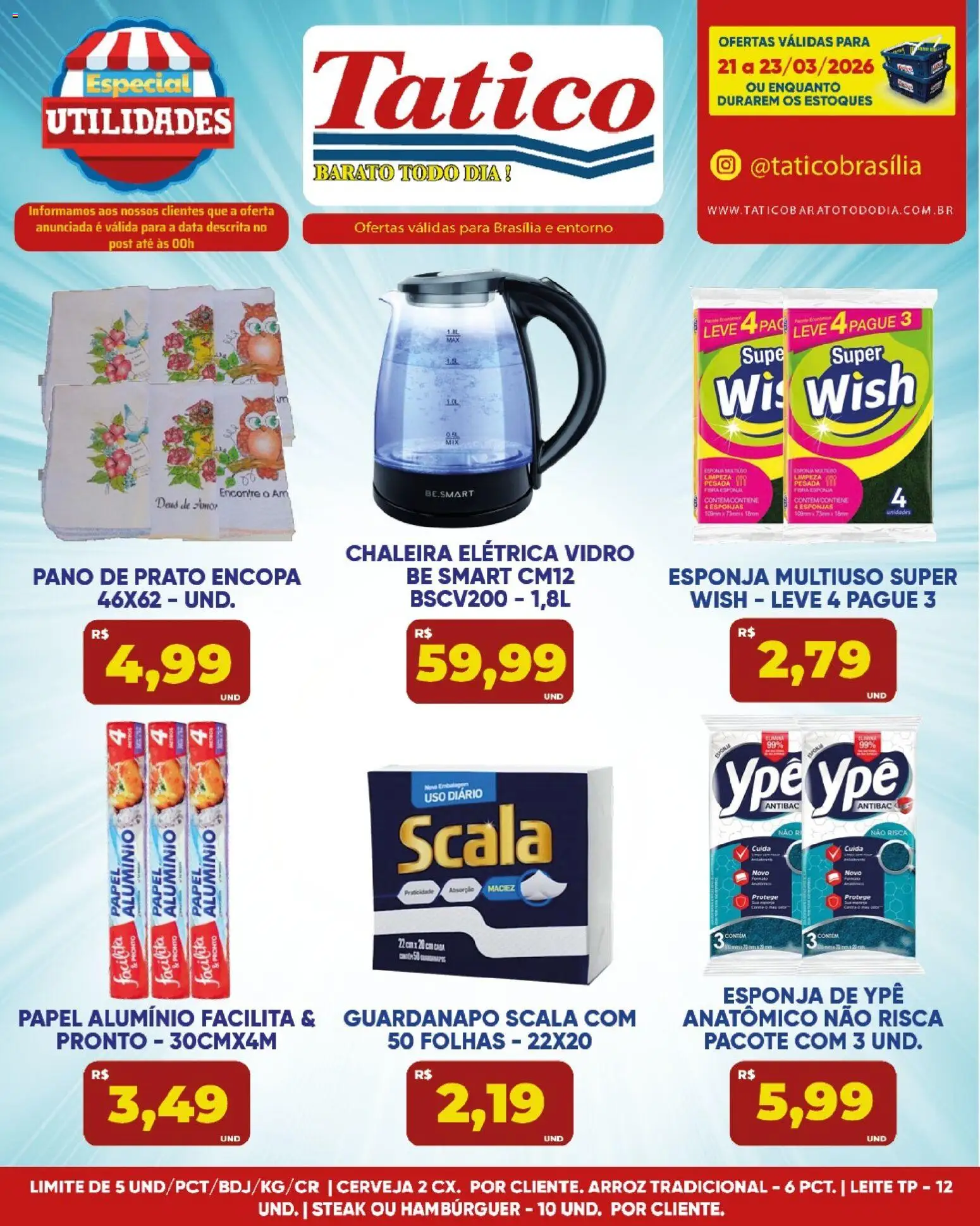Tatico Folheto - válido de 21.03.2026 | Página: 19 | Produtos: Esponja, Leite, Arroz, Hambúrguer