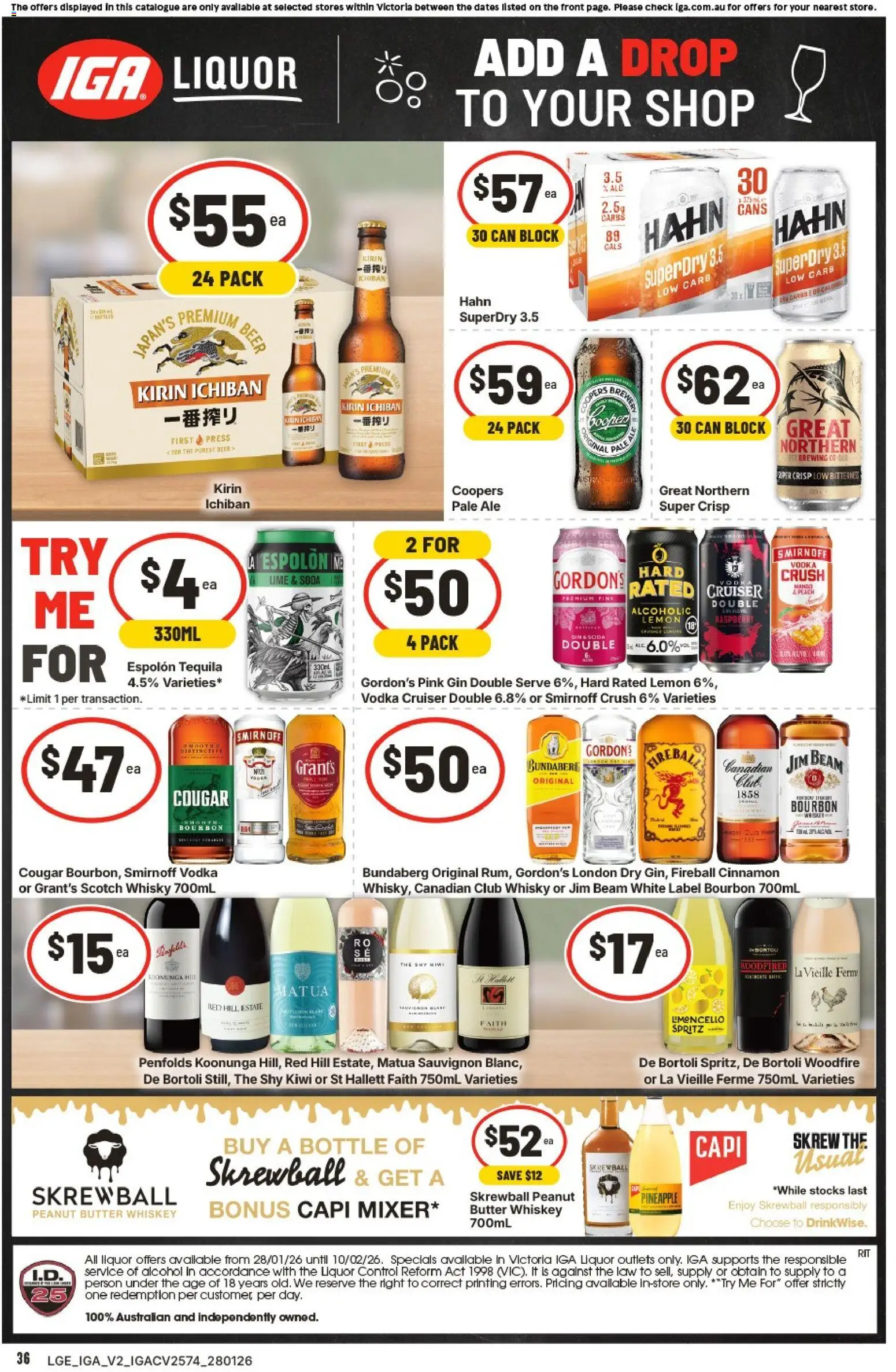 IGA catalogue - valid from 28.01.2026 | Page: 2 | Products: Gin, Vodka, Lemon, Press