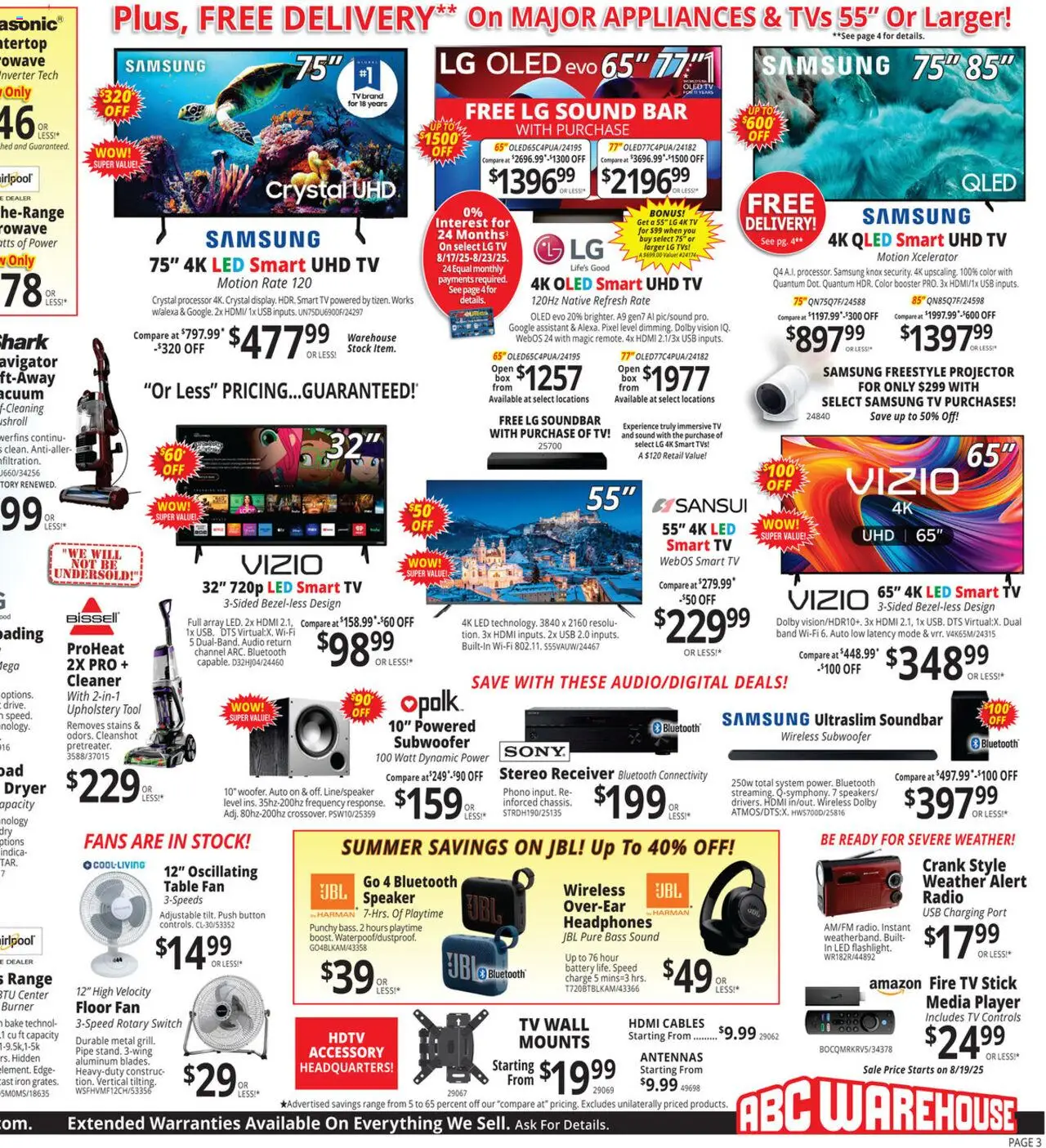 ABC Warehouse Weekly Ad - valid from 17.08.2025 | Page: 3 | Products: Tv, Receiver, Speaker, Iron
