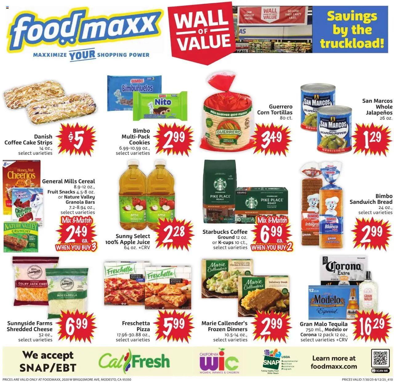 FoodMaxx Weekly Ad - CA - valid from 30.07.2025 | Page: 2 | Products: Corn, Peppers, Cheese, Juice