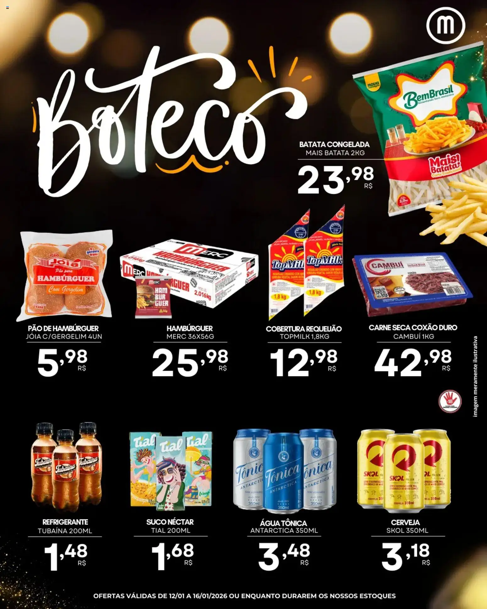 Mercadão Atacadista Folheto - válido de 12.01.2026 | Página: 4 | Produtos: Pão, Hambúrguer, Refrigerante, Batata