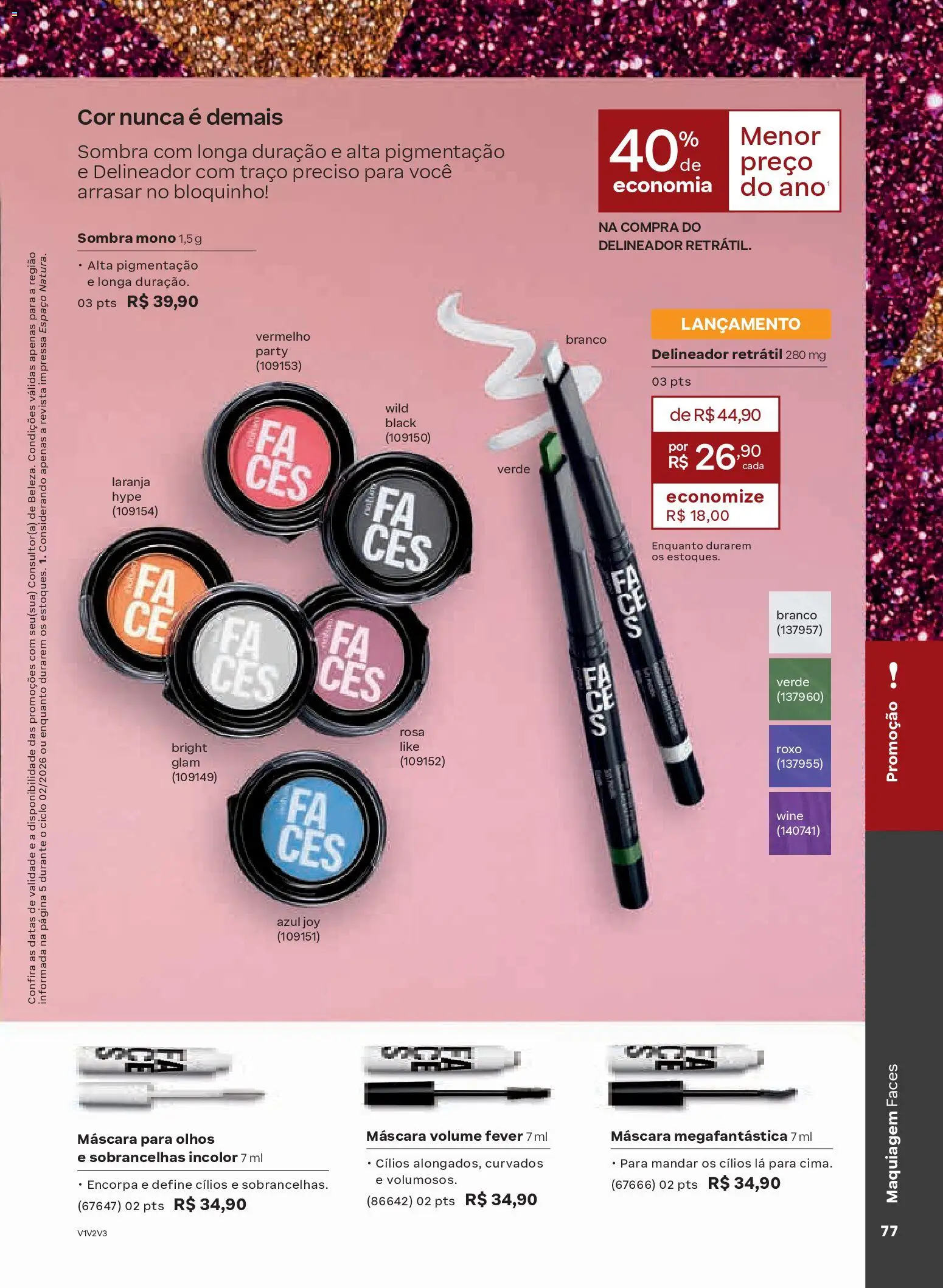 Natura Folheto - válido de 13.01.2026 | Página: 77 | Produtos: Maquiagem, Delineador, Revista