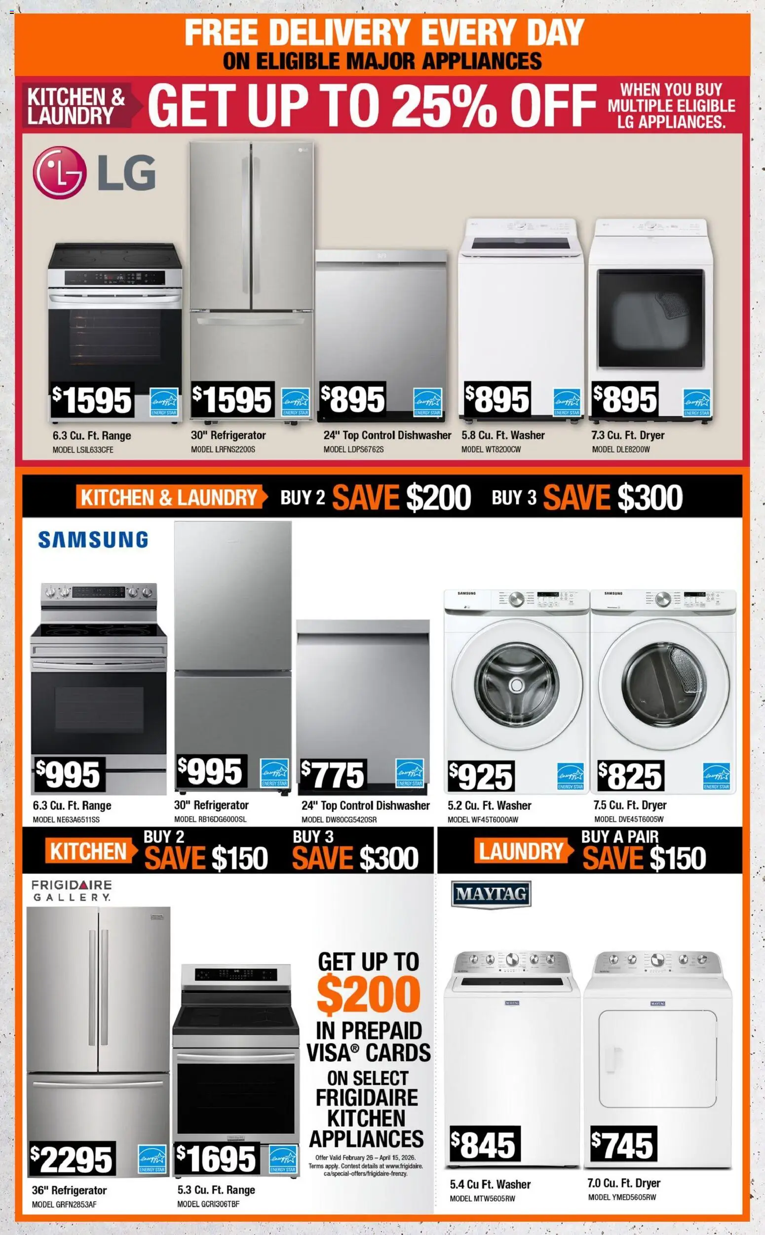 Home Depot flyer valid from 26.02.2026 | Page: 7 | Products: Refrigerator, Dryer, Dishwasher