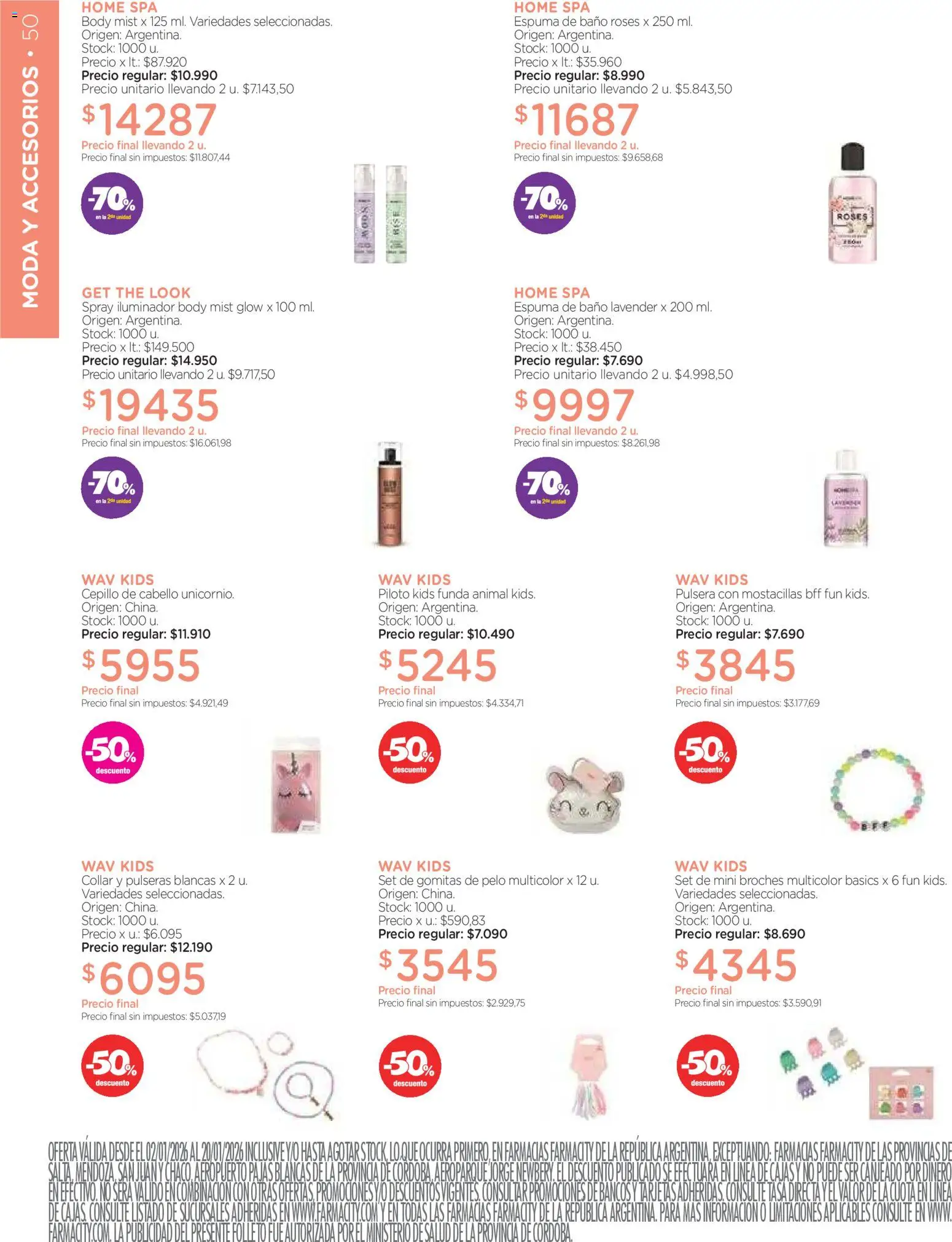 Farmacity catálogo │ válido desde el 02.01.2026 | Página: 50 | Productos: Pulsera, Body, Baño, Cepillo