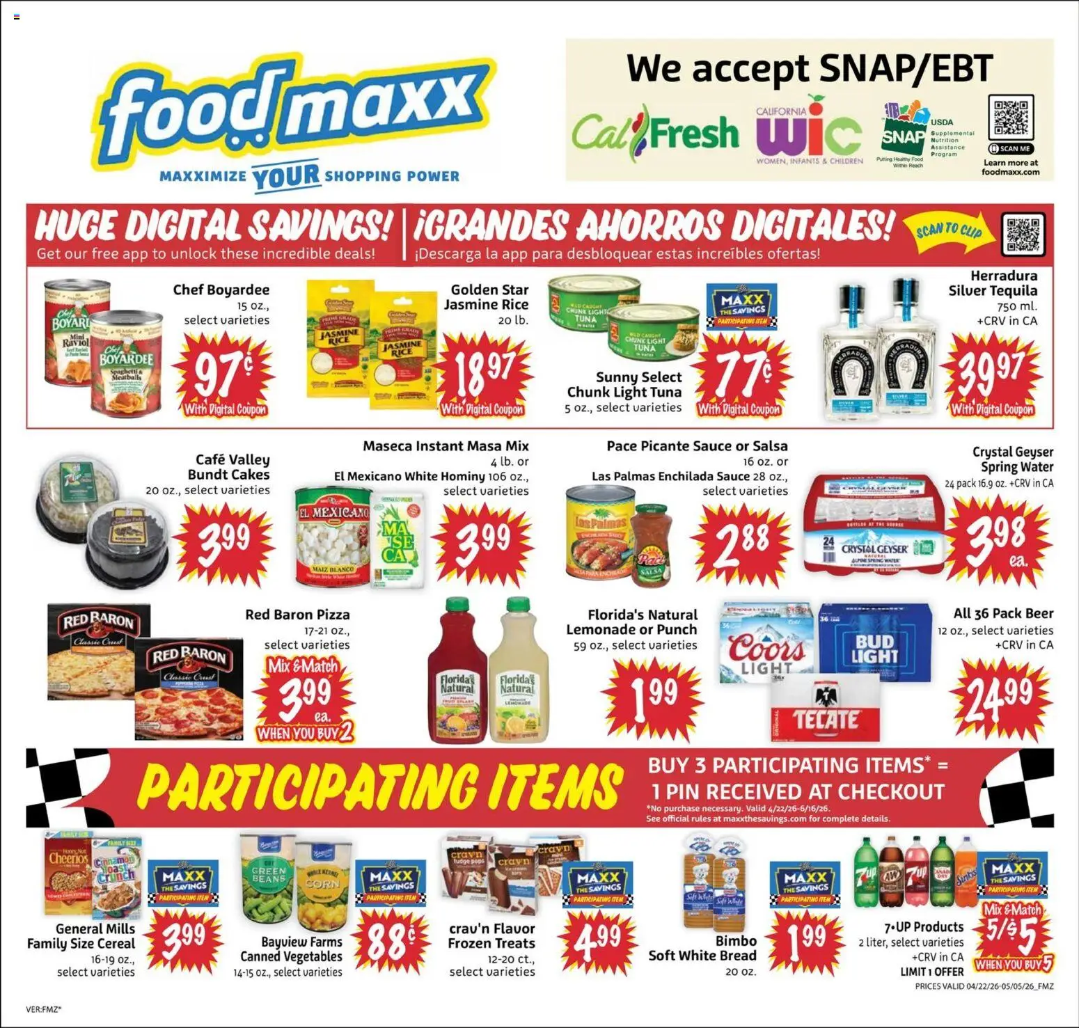 FoodMaxx Weekly Ad - NV - valid from 22.04.2026 | Page: 4 | Products: Bread, Rice, Vegetables, Sauce