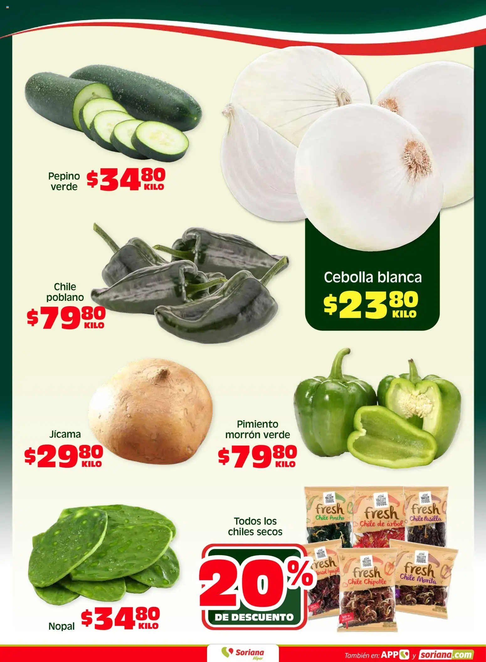 Nuevas ofertas de Soriana válidas en toda la República Mexicana desde el 03.04.2026. ¡Encuentra las mejores ofertas en Soriana Fin de Semana Híper: Nuevo León, Ciudad Victoria y Tampico! | Página: 3 | Productos: Cebolla, Pimiento