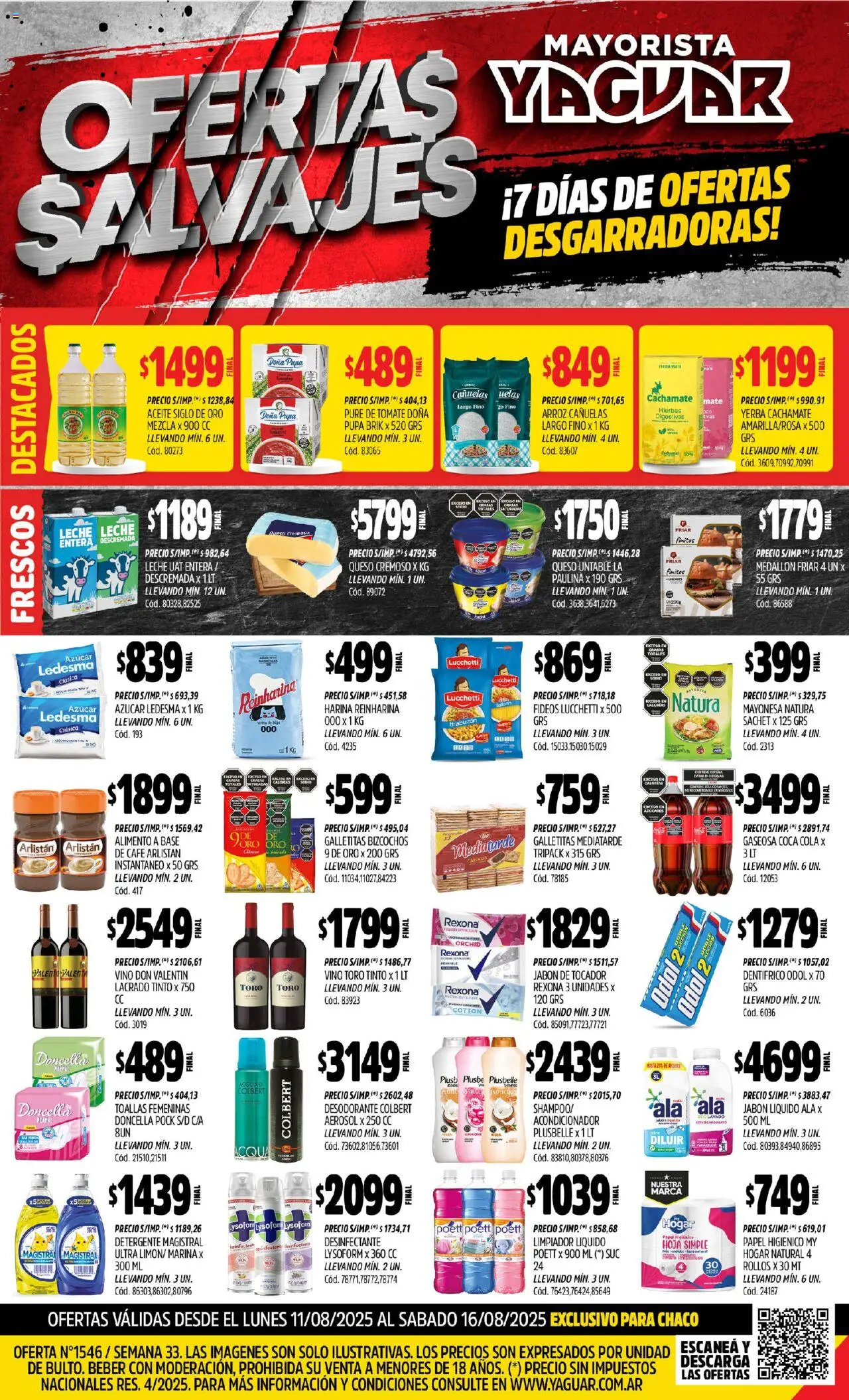 Yaguar - Chaco │ válido desde el 11.08.2025 | Página: 1 | Productos: Jabón líquido, Mayonesa, Arroz, Bizcochos