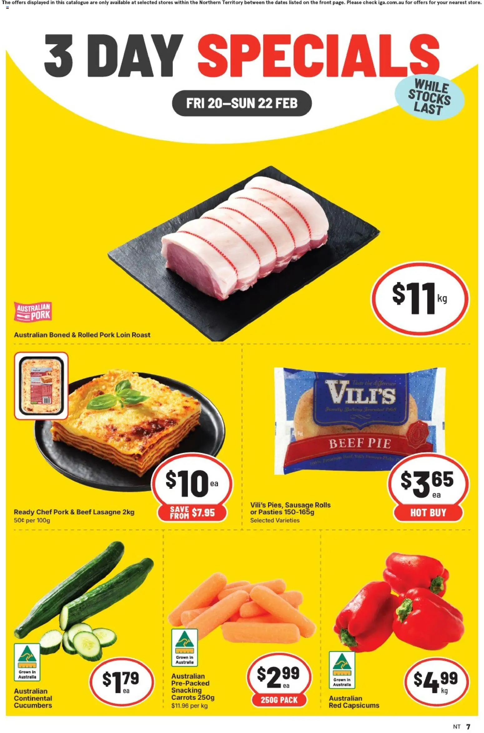 IGA catalogue - valid from 20.02.2026 | Page: 1 | Products: Beef, Carrots, Cucumbers, Sausage