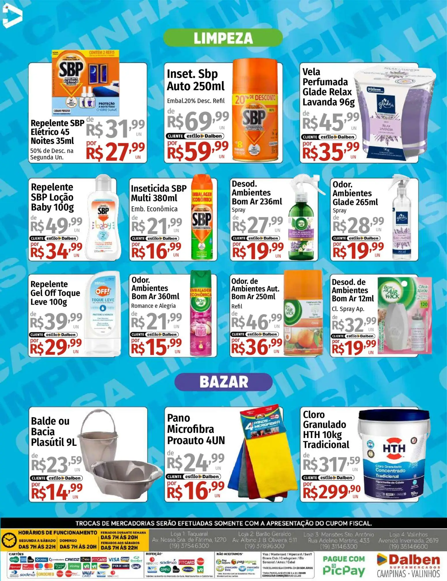 Supermercado Dalben Folheto - válido de 02.03.2026 | Página: 6 | Produtos: Cloro, Cálcio, Repelente, Balde