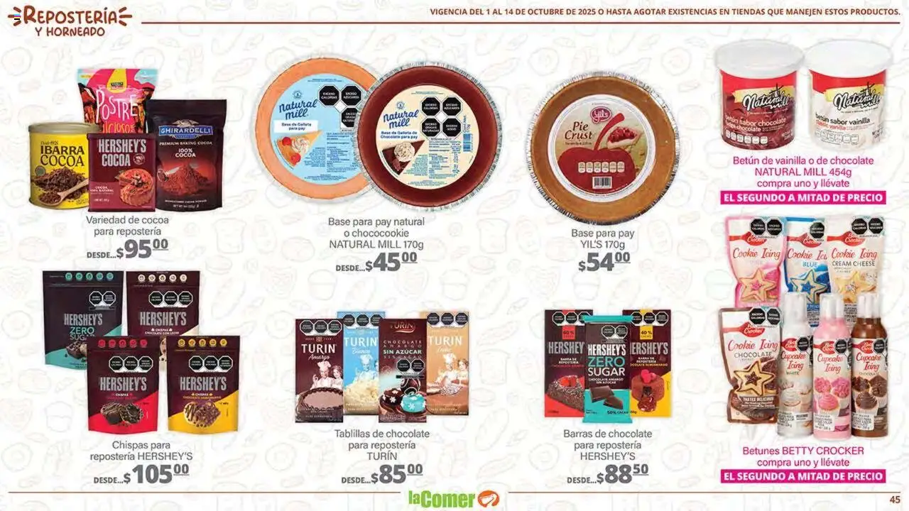 Nuevas ofertas de La Comer válidas en toda la República Mexicana desde el 01.10.2025. ¡Encuentra las mejores ofertas en La Comer - Folleto! | Página: 45 | Productos: Azúcar, Chocolate, Barra