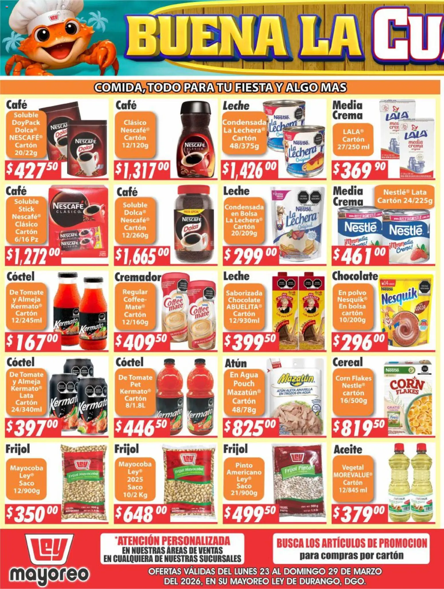 Nuevas ofertas de Casa Ley válidas en toda la República Mexicana desde el 23.03.2026. ¡Encuentra las mejores ofertas en Casa Ley folleto Durango! | Página: 3 | Productos: Atún, Aceite, Chocolate, Mate