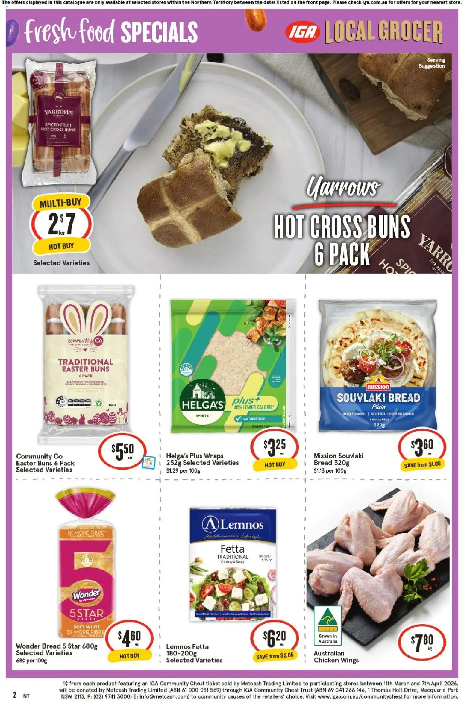 IGA catalogue - valid from 29.03.2026 | Page: 2 | Products: Bread, Chicken