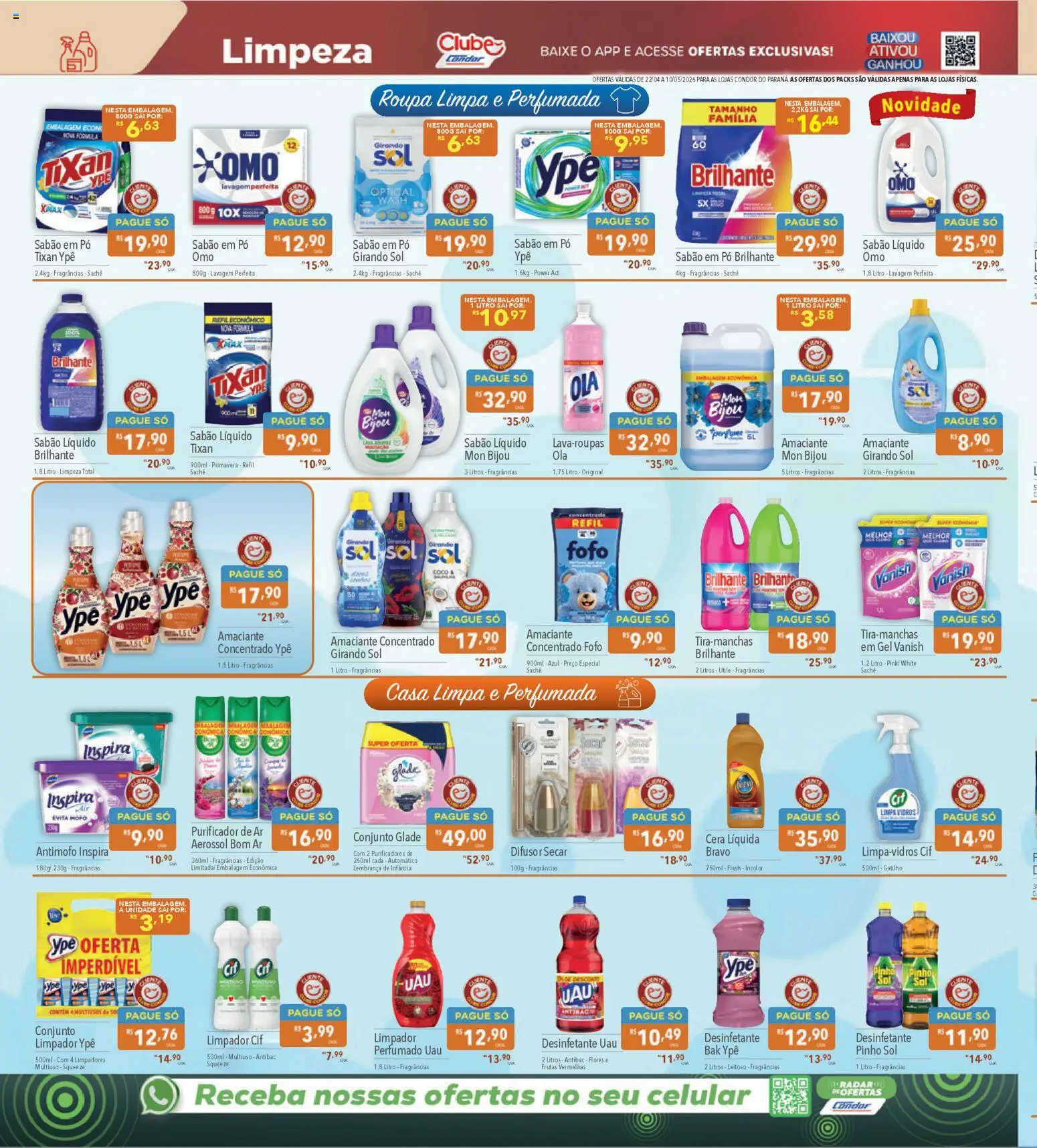 Supermercados Condor Folheto - válido de 22.04.2026 | Página: 22 | Produtos: Flores, Girando sol, Vanish, Desinfetante