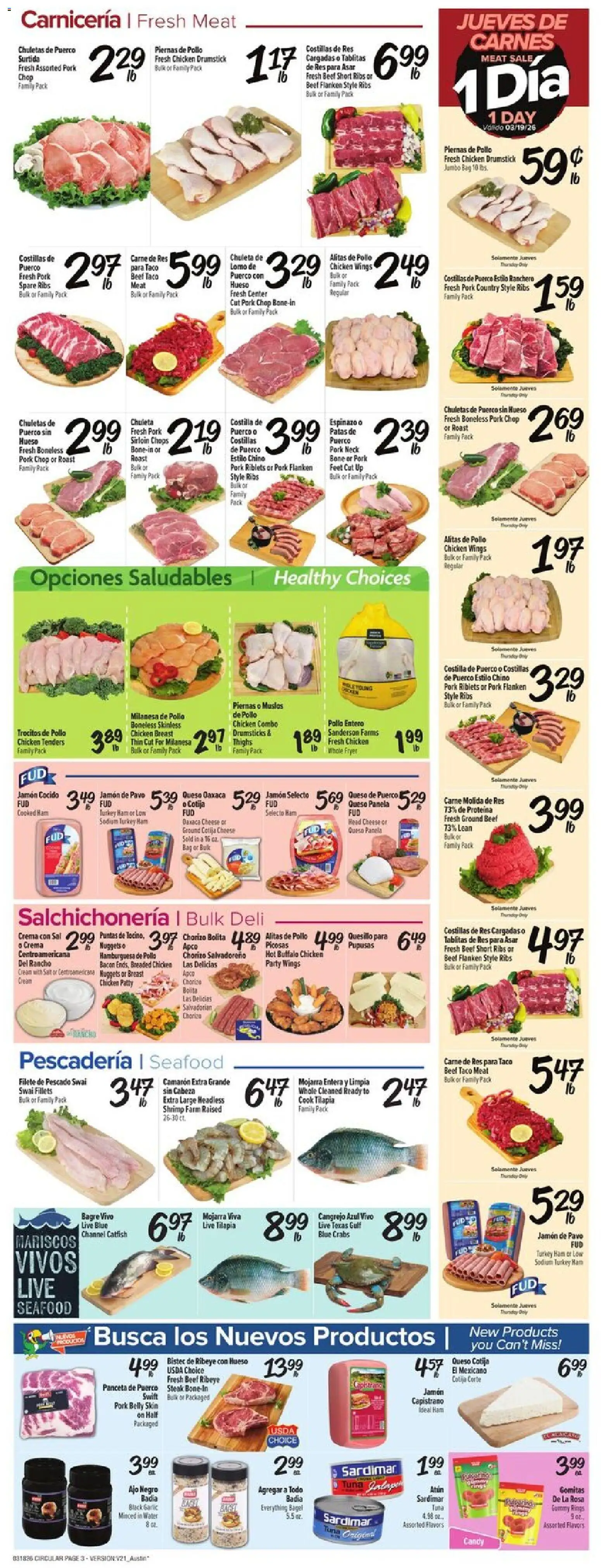 Fiesta Mart Weekly Ad - valid from 18.03.2026 | Page: 3 | Products: Pork, Seafood, Garlic, Bag