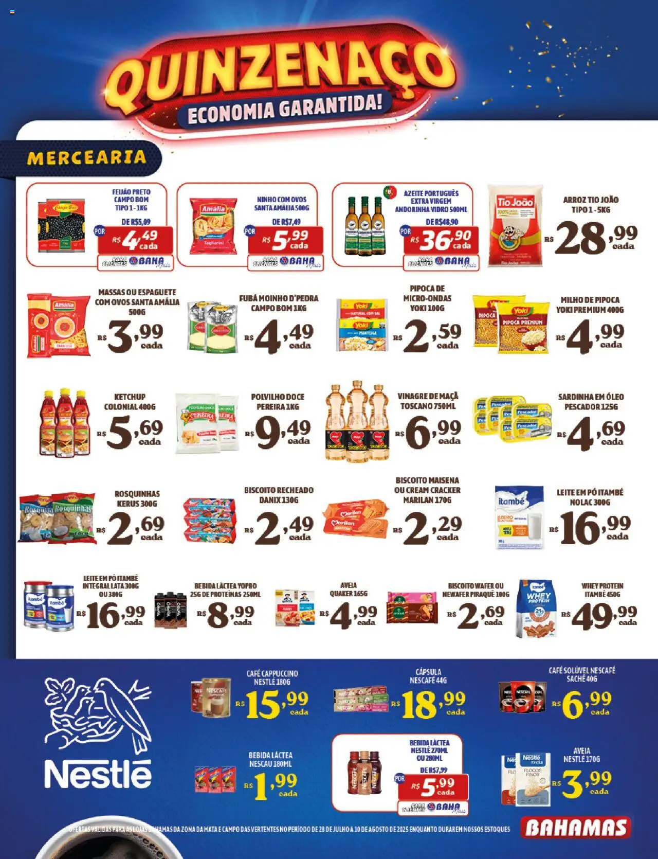 Bahamas Supermercados Folheto - válido de 28.07.2025 | Página: 2 | Produtos: Nescau, Ovos, Bebida, Café solúvel