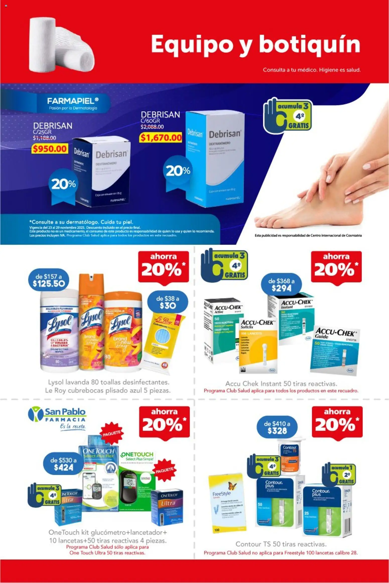 Nuevas ofertas de Farmacia San Pablo válidas en toda la República Mexicana desde el 23.11.2025. ¡Encuentra las mejores ofertas en Farmacia San Pablo catálogo! | Página: 6 | Productos: Cubrebocas, Caja, Toallas