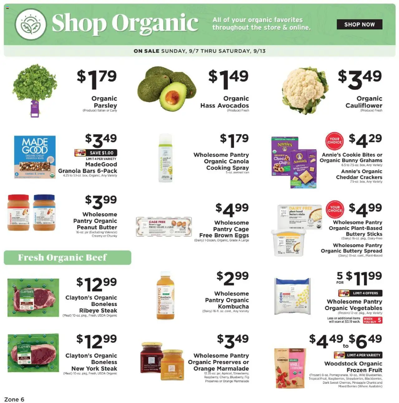 ShopRite Shop Organic - NY - valid from 07.09.2025 | Page: 1 | Products: Corn, Berries, Cookies, Parsley