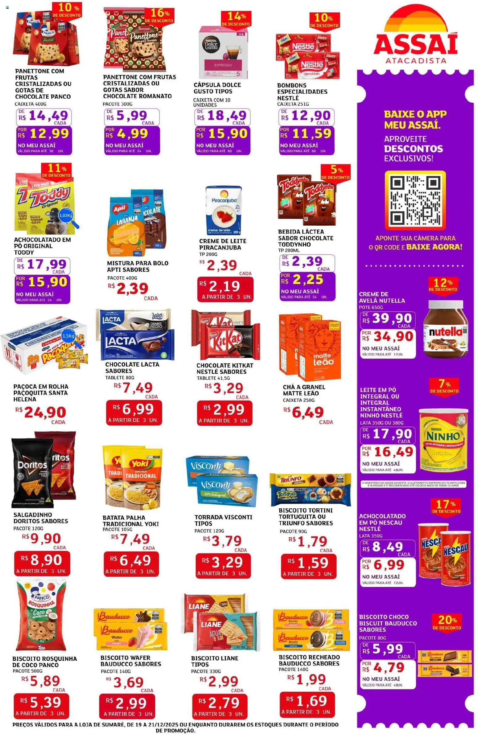 Assaí Atacadista Folheto - válido de 19.12.2025 | Página: 3 | Produtos: Biscoito, Panettone, Leite, Batata palha
