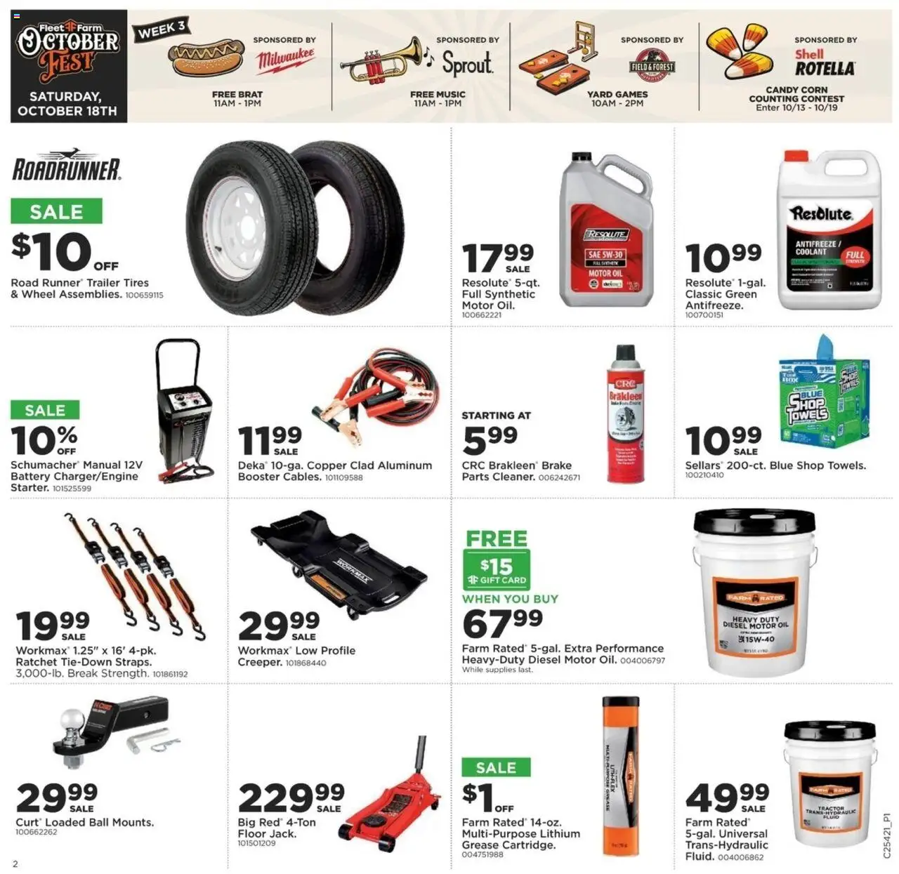 Mills Fleet Farm Weekly Ad - valid from 16.10.2025 | Page: 3 | Products: Corn, Battery, Antifreeze, Motor Oil