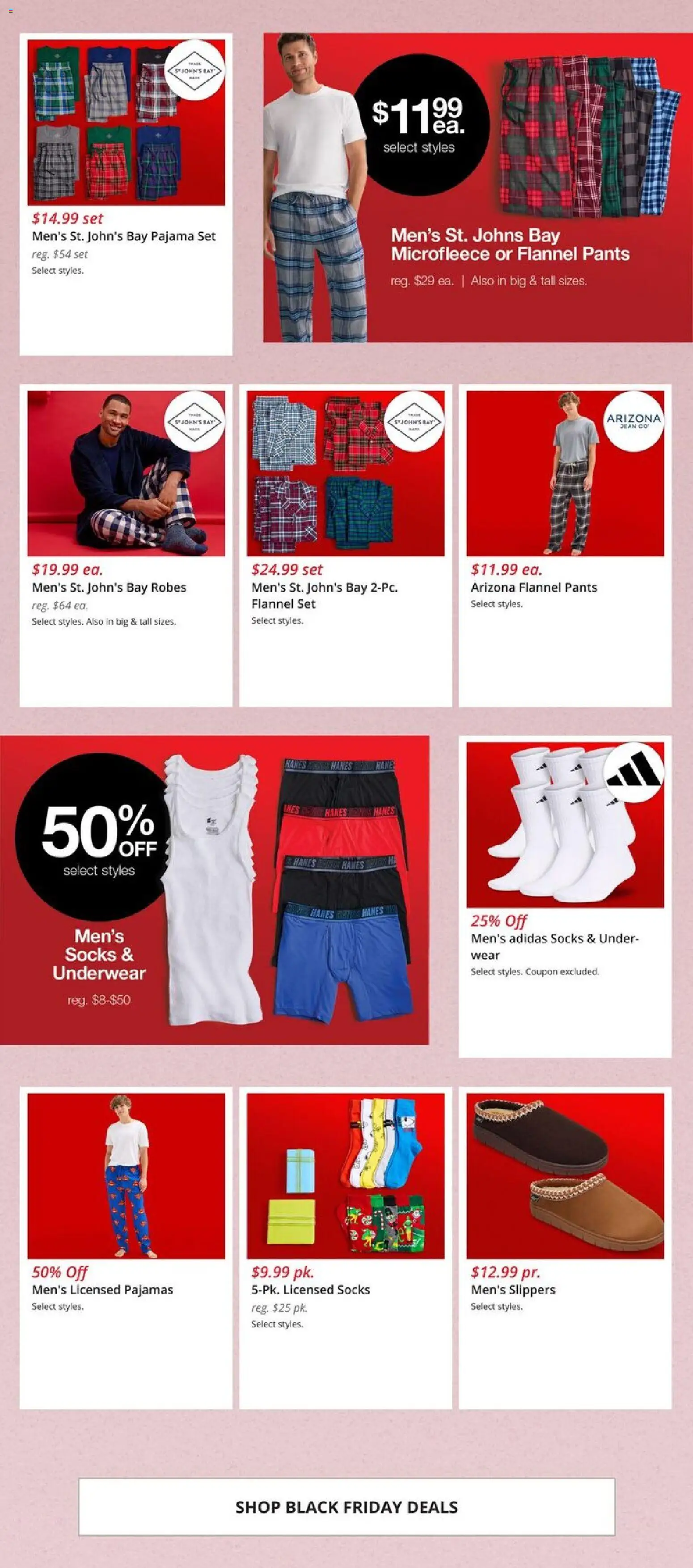 JCPenney Black Friday Men´s Deals - valid from 21.11.2025 | Page: 7 | Products: Pants, Underwear, Pajamas, Slippers