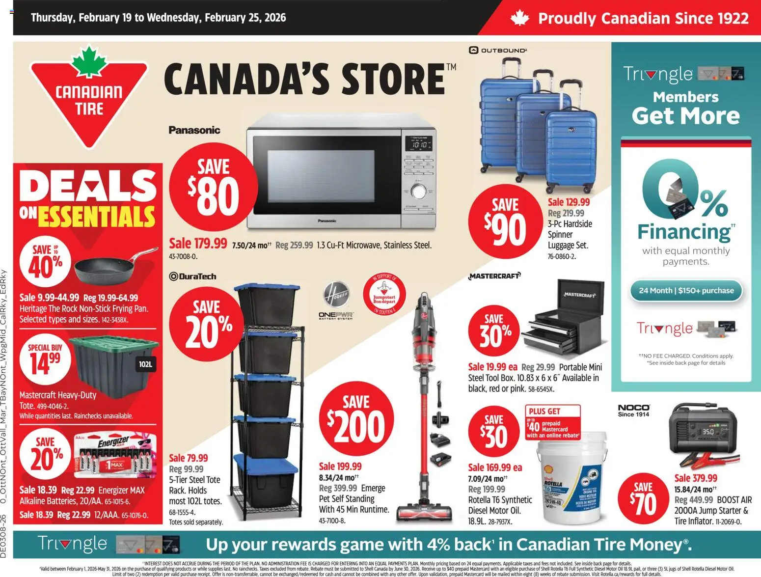Canadian Tire flyer valid from 19.02.2026 | Page: 1 | Products: Luggage, Game, Oil