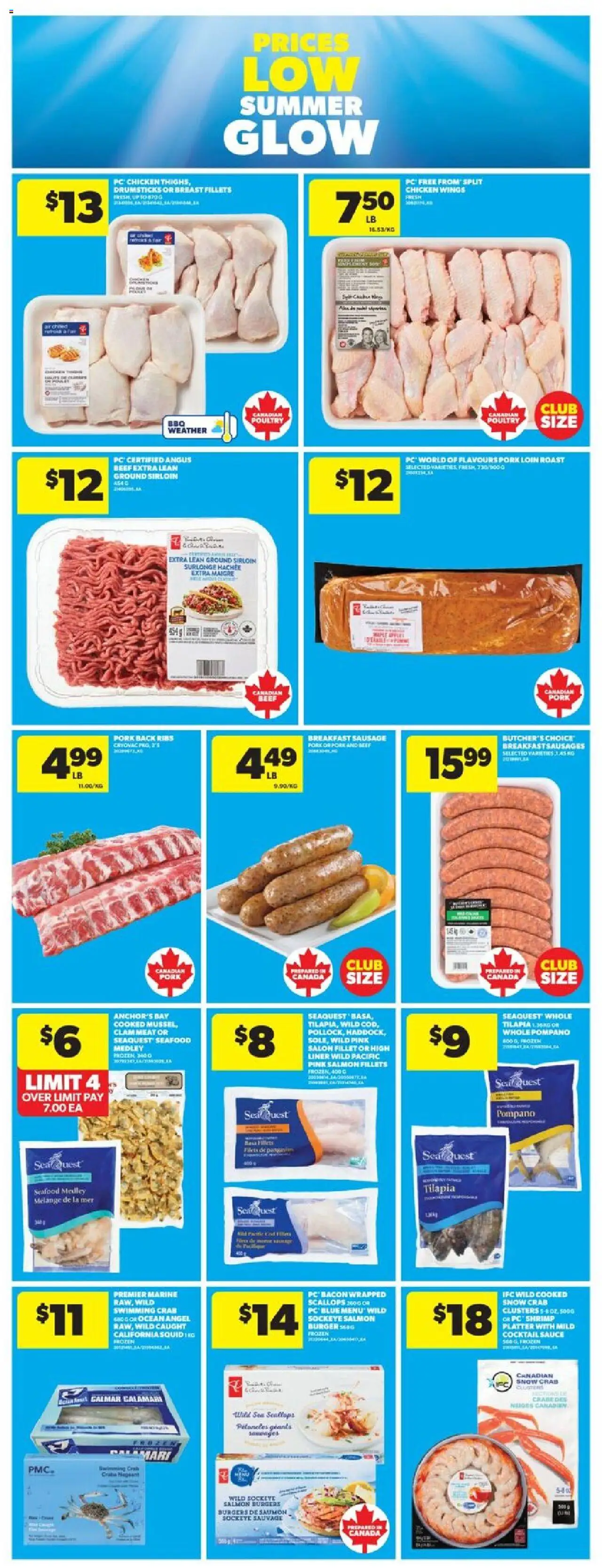 Real Canadian Superstore flyer valid from 31.07.2025 | Page: 13 | Products: Chicken wings, PC, Chicken, Pork