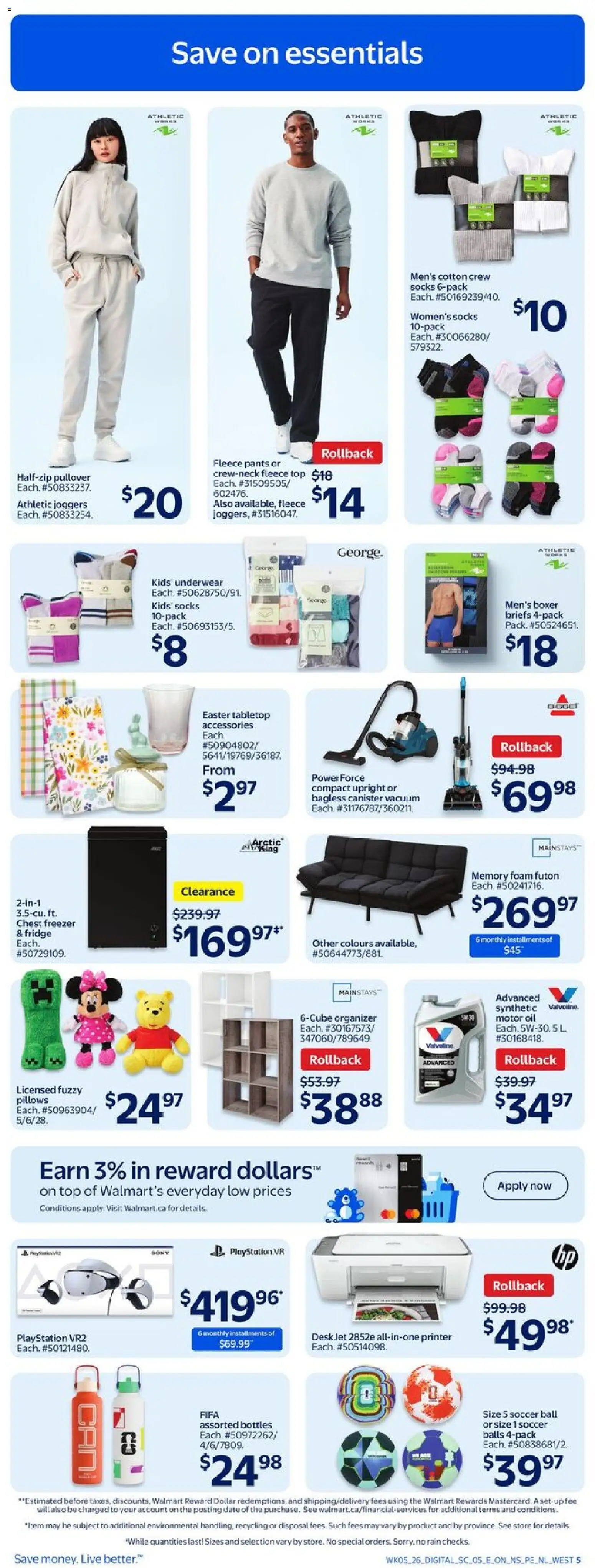 Walmart flyer valid from 26.02.2026 | Page: 6 | Products: Playstation, Freezer, Socks, Briefs