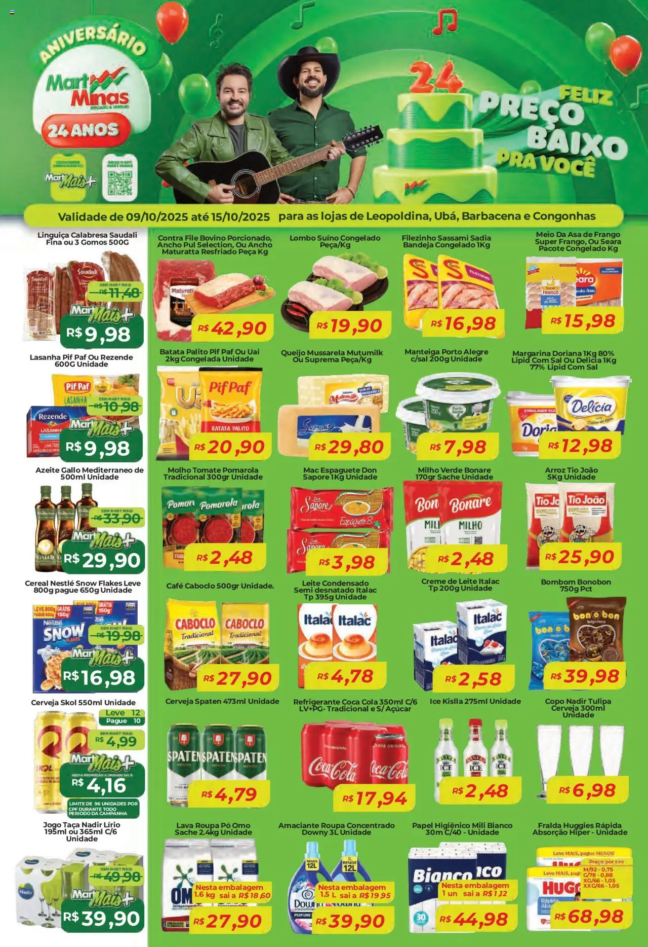 Mart Minas Folheto - válido de 09.10.2025 | Página: 1 | Produtos: Asa de frango, Creme, Açúcar, Batata
