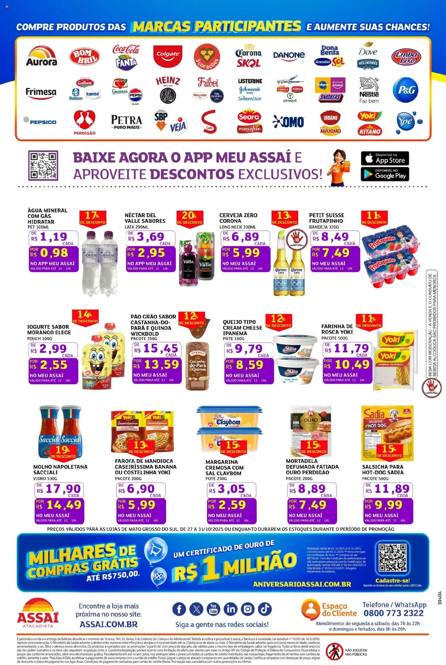Assaí Atacadista Folheto - válido de 27.10.2025 | Página: 8 | Produtos: Mandioca, Mortadela, Base, Câmera