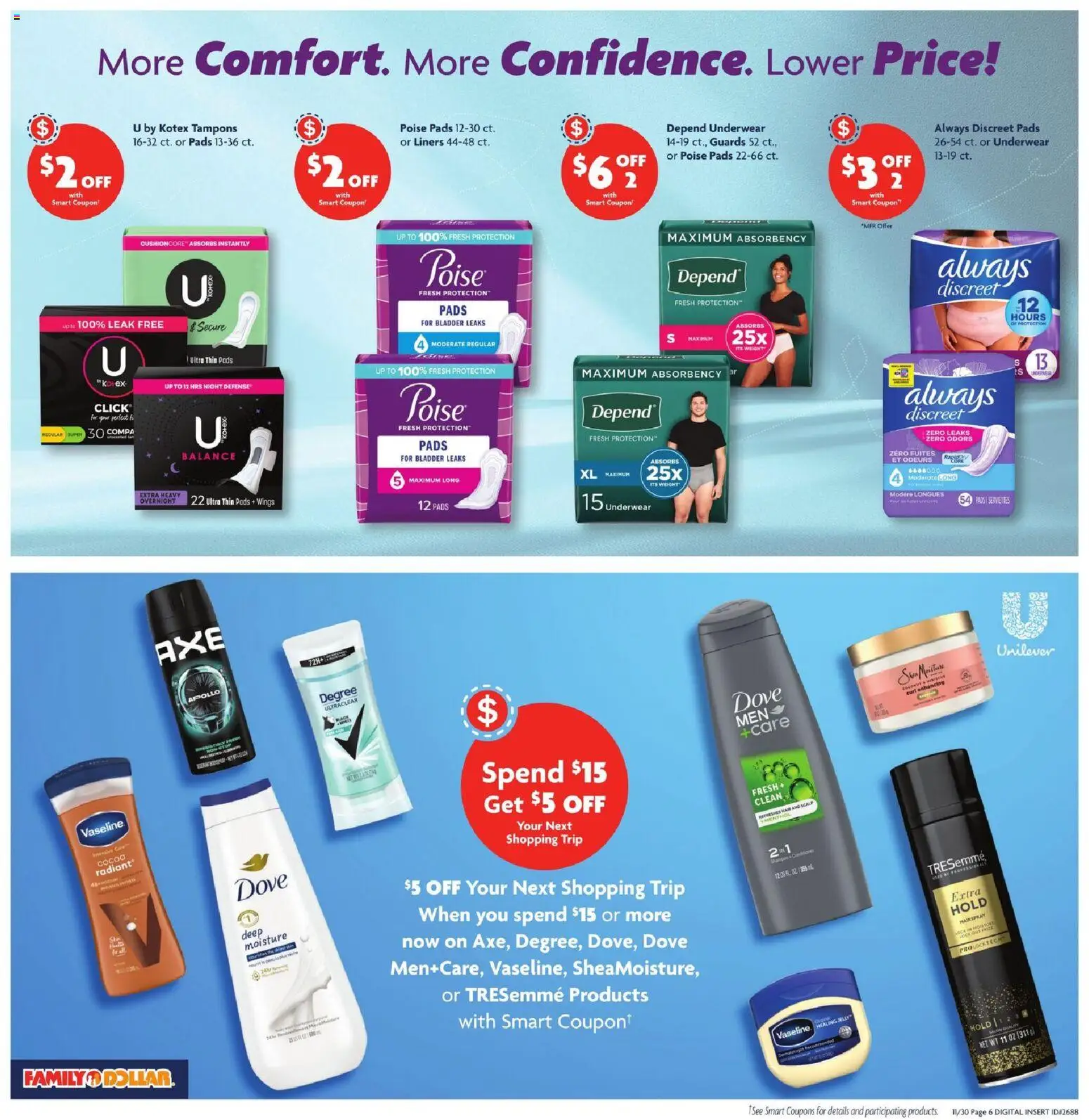 Family Dollar Current Ad - TX - valid from 30.11.2025 | Page: 12 | Products: Pads, Tampons, Underwear, Weight