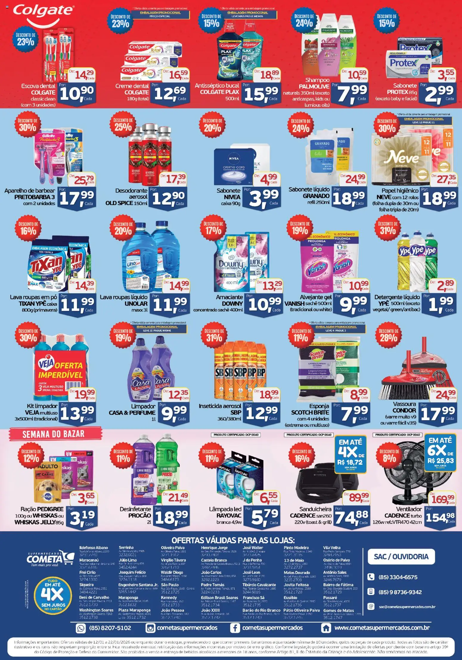 Cometa Supermercados Folheto - válido de 12.01.2026 | Página: 4 | Produtos: Sabonete, Creme dental, Amaciante, Sabonete líquido