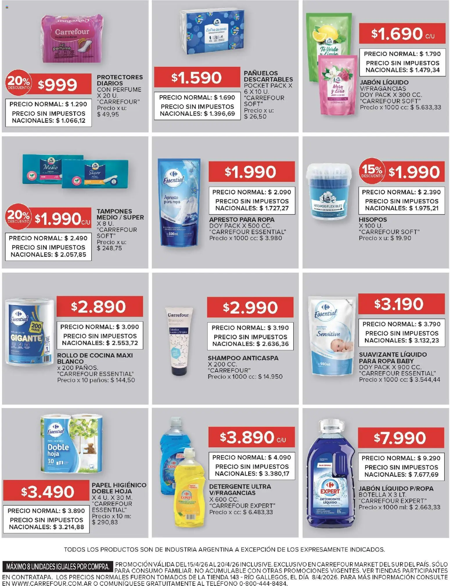 Carrefour Market catálogo │ válido desde el 15.04.2026 | Página: 10 | Productos: Papel higiénico, Botella, Perfume, Protectores diarios